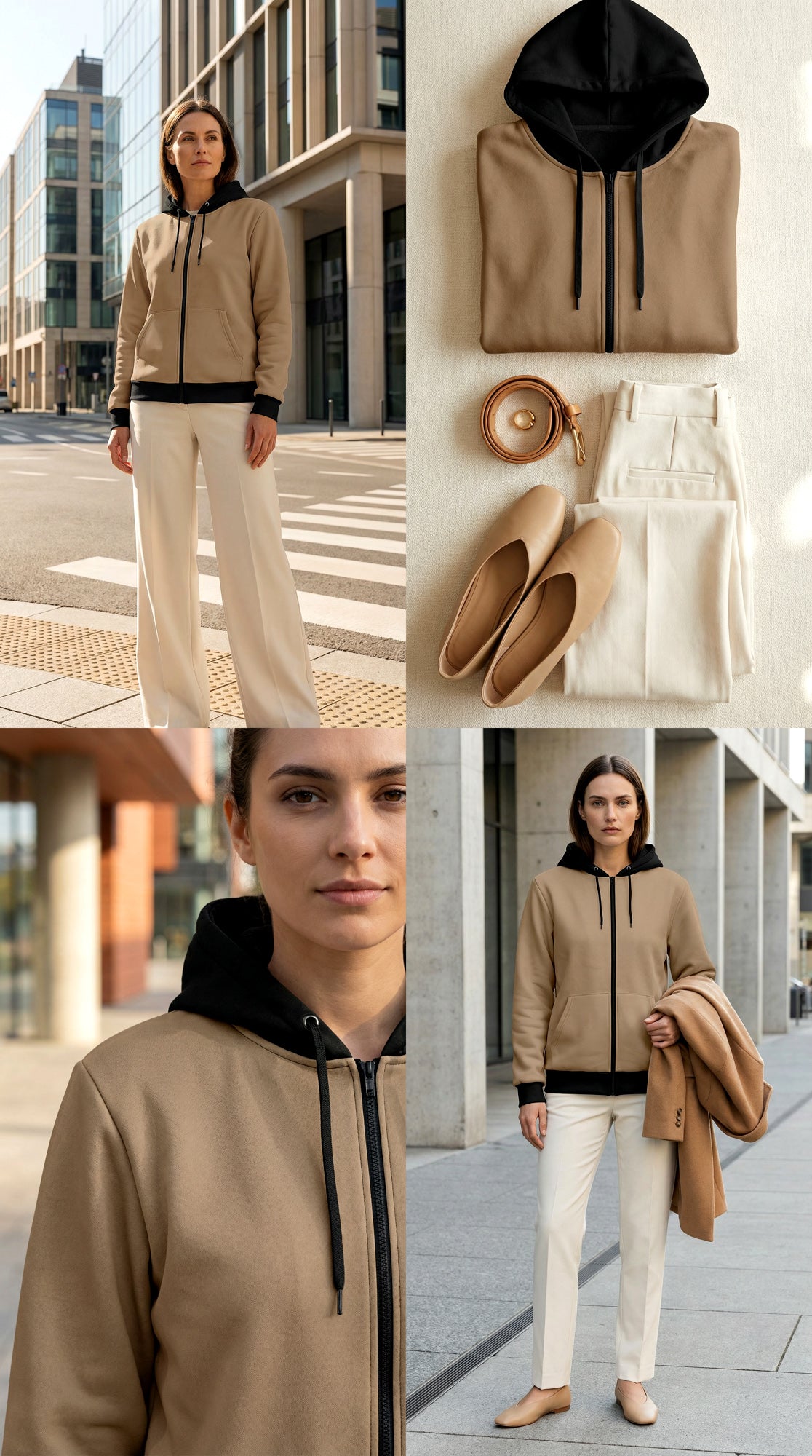 Zip Microfleece Hoodie - Toast