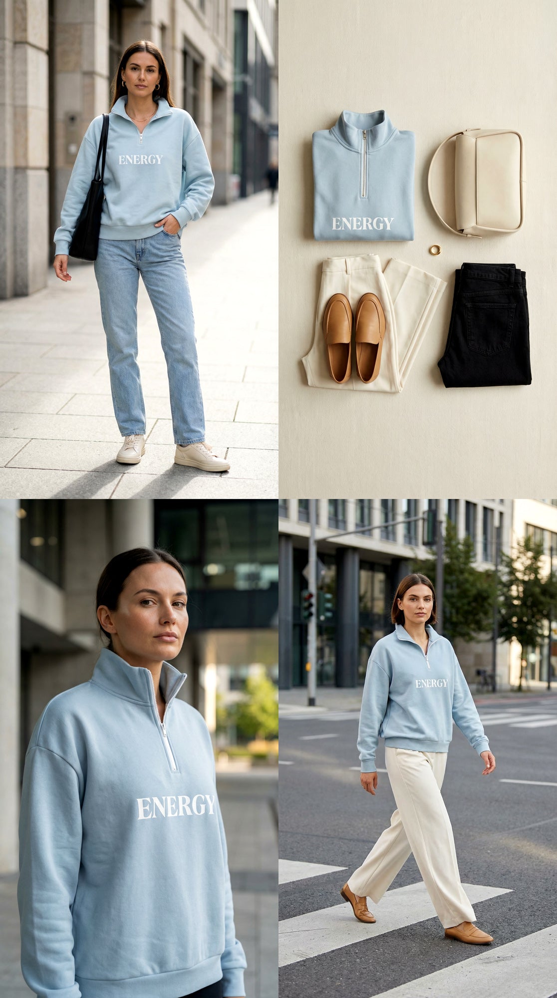 Oversized Heavy Zip Sweatshirt - AuraBlue