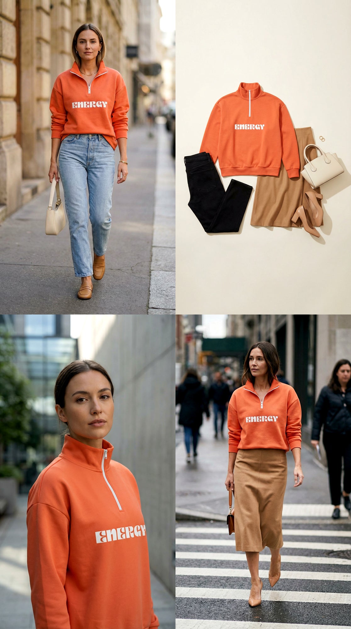 Oversized Heavy Zip Sweatshirt - EnergyOrange