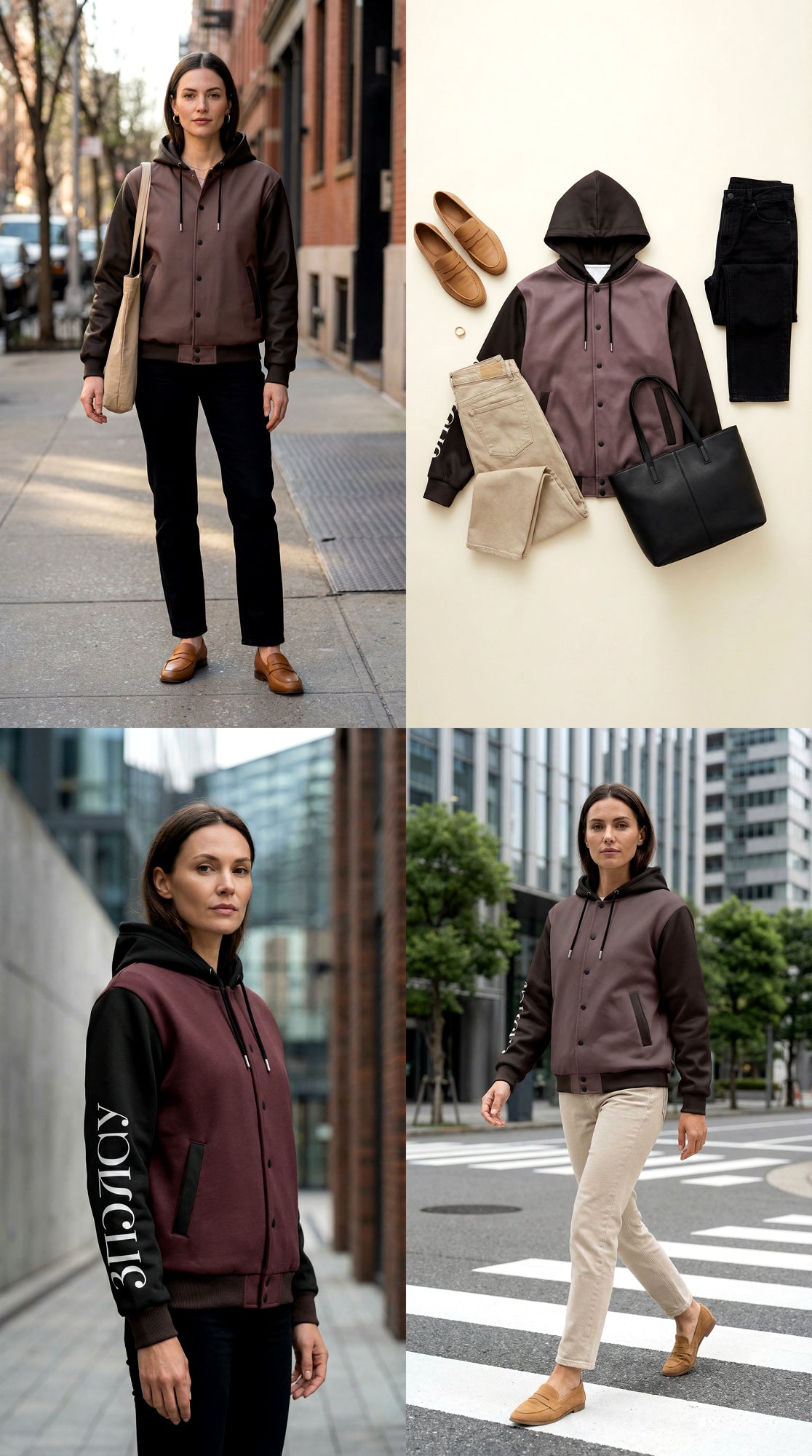 Hooded Baseball Jacke - CacaoPowder