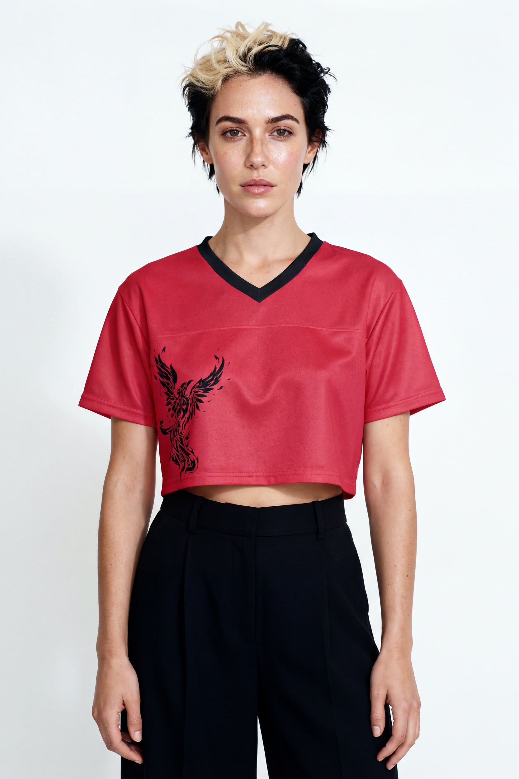 Cropped Football Shirt - Berry