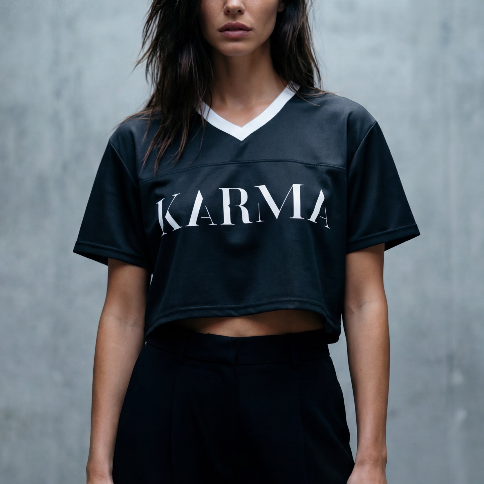 Cropped Football Shirt - Bitumen