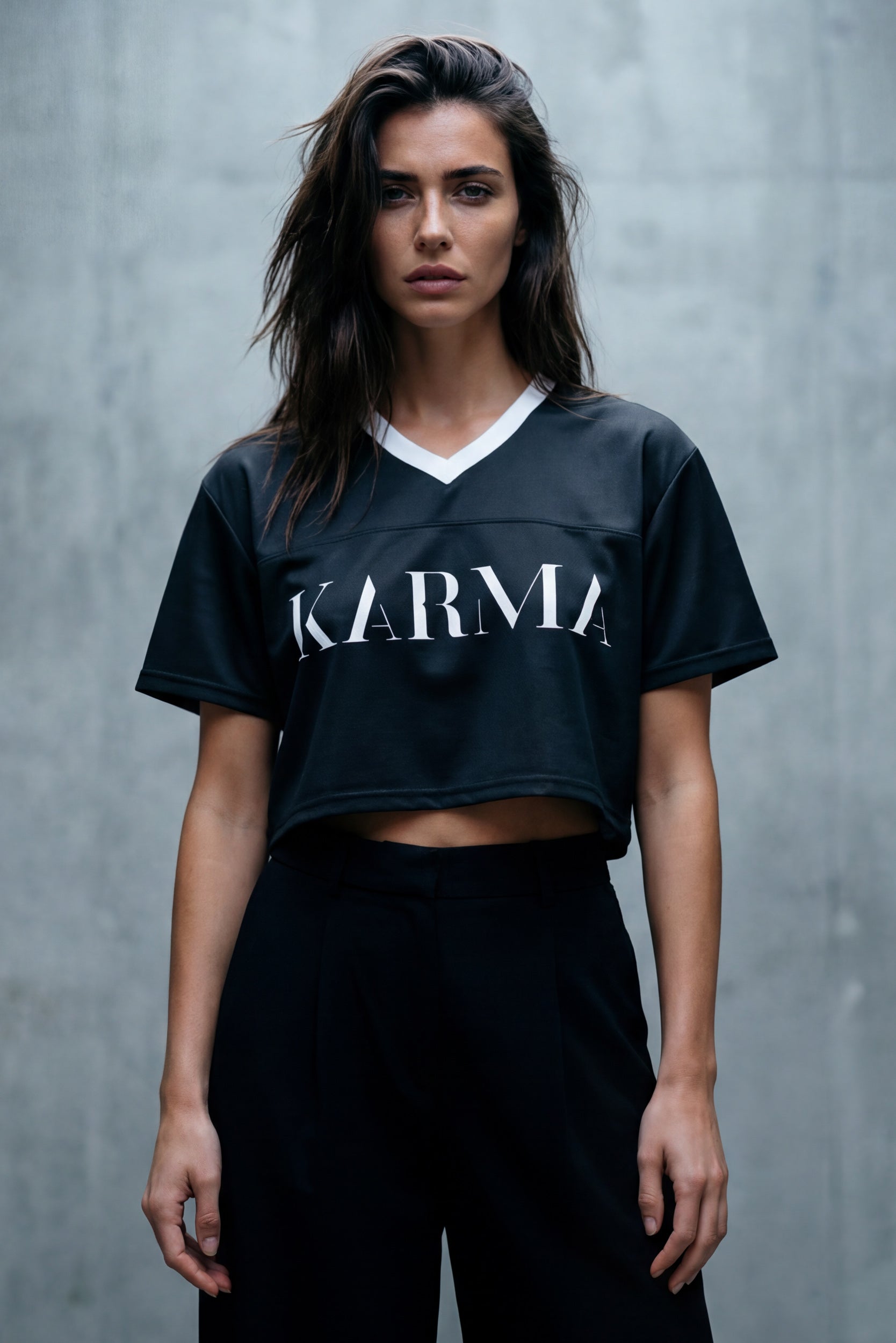 Cropped Football Shirt - Bitumen