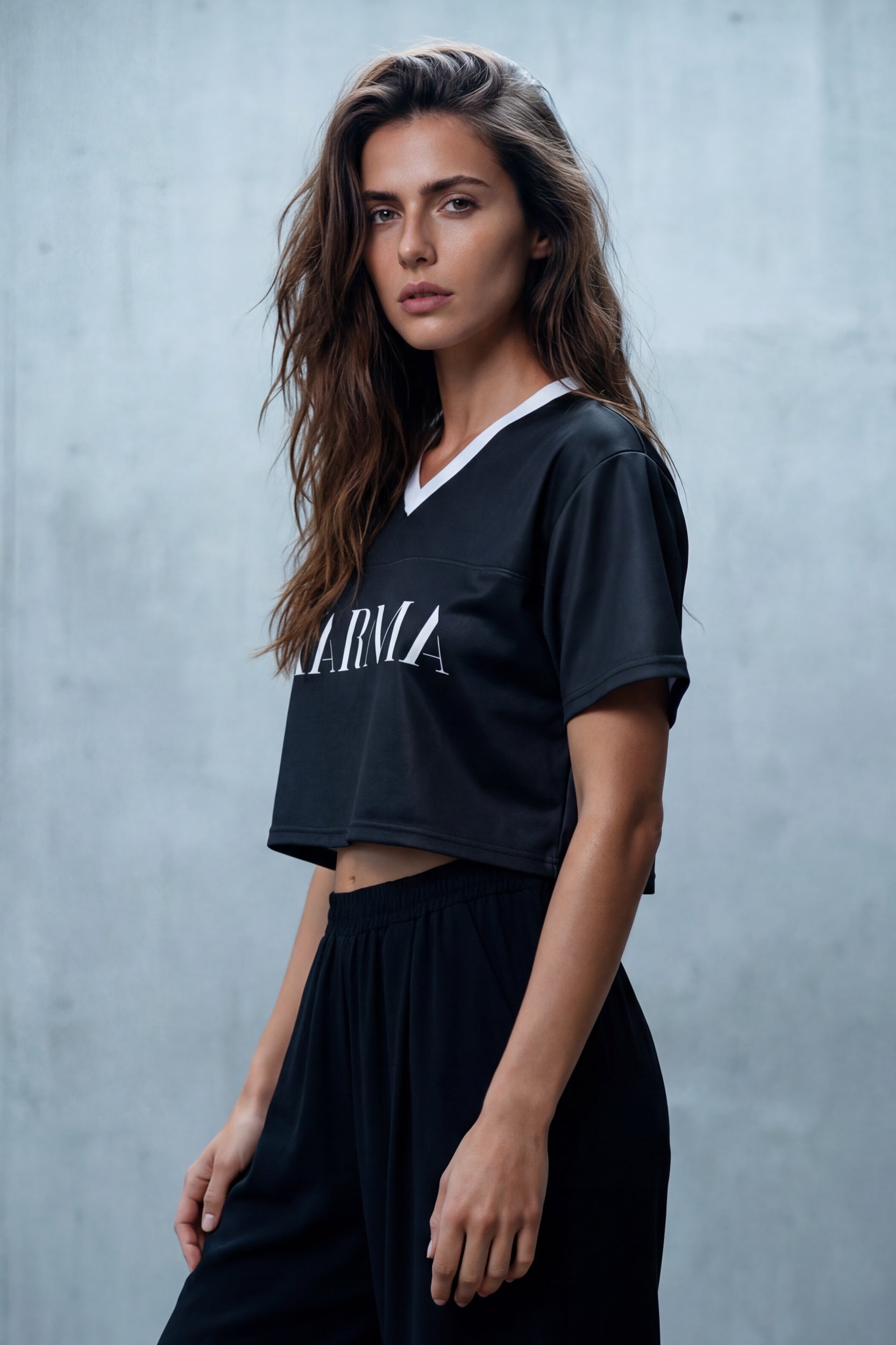 Cropped Football Shirt - Bitumen