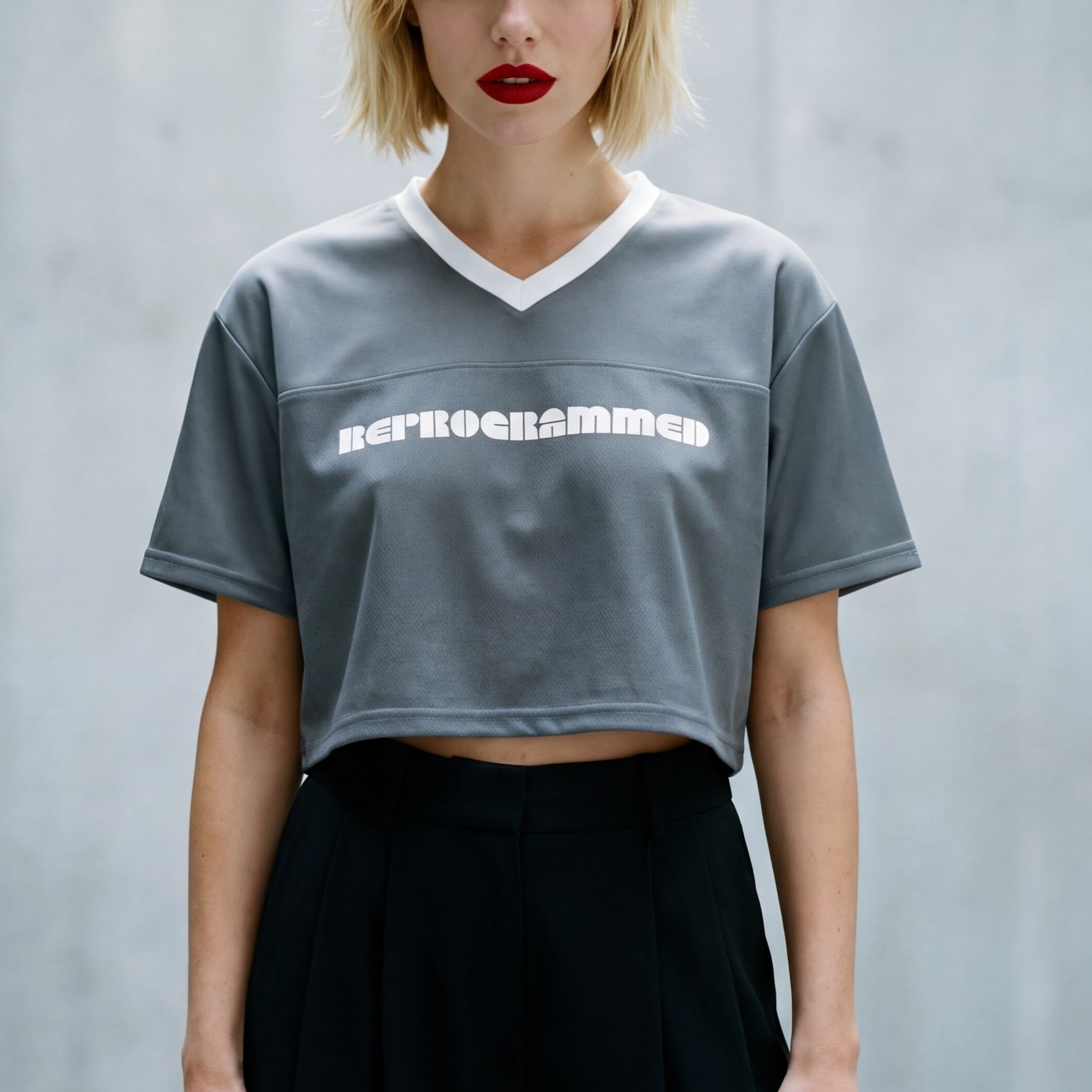 Cropped Football Shirt - Silver