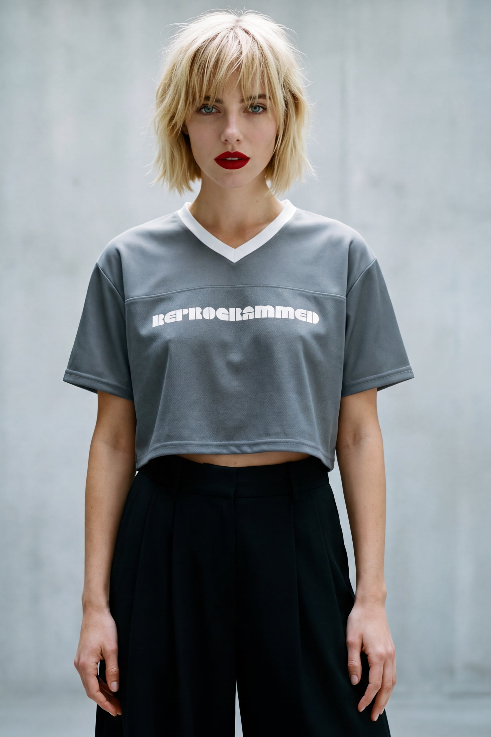 Cropped Football Shirt - Silver