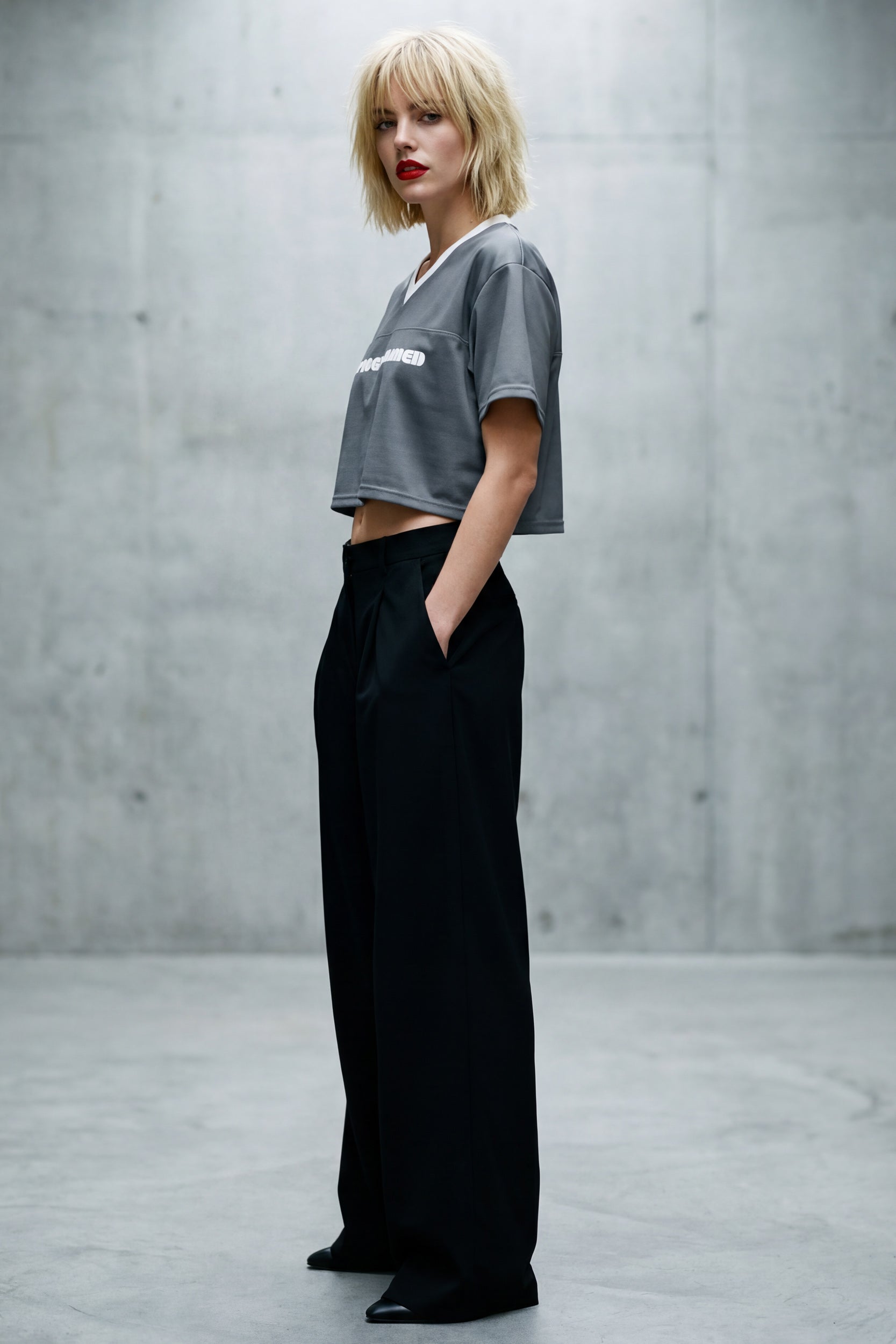 Cropped Football Shirt - Silver