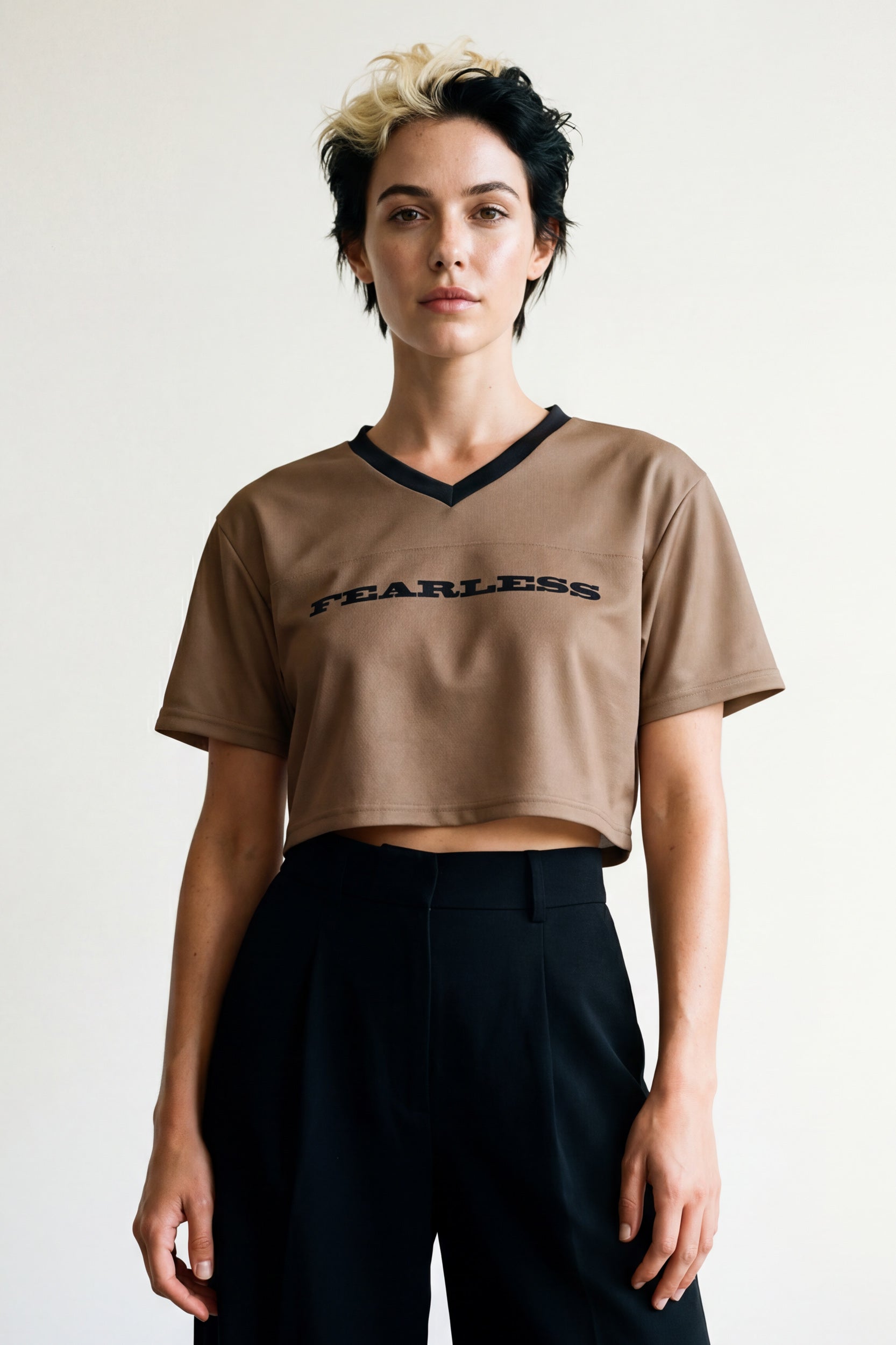 Cropped Football Shirt - Toast