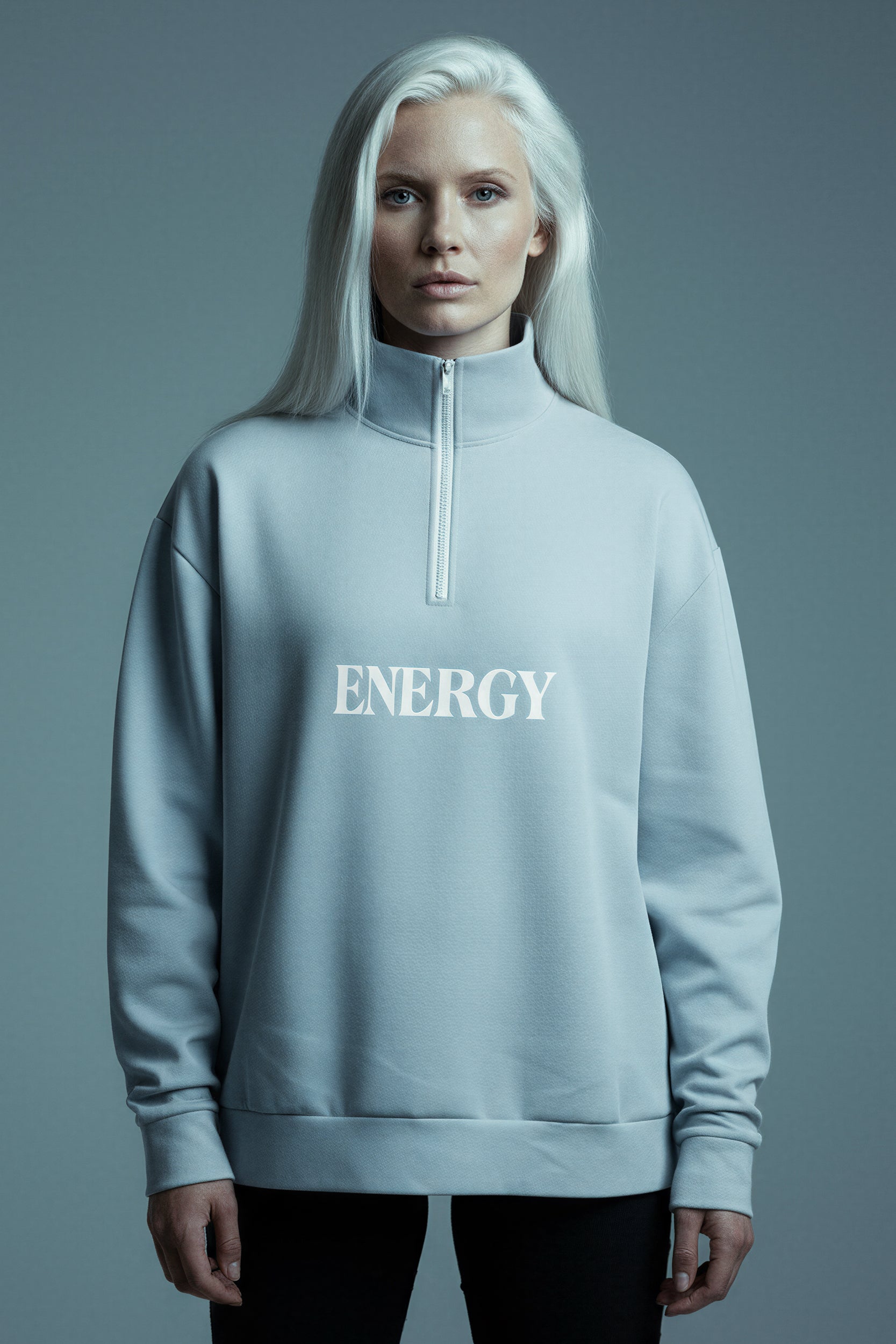 Oversized Heavy Zip Sweatshirt - AuraBlue