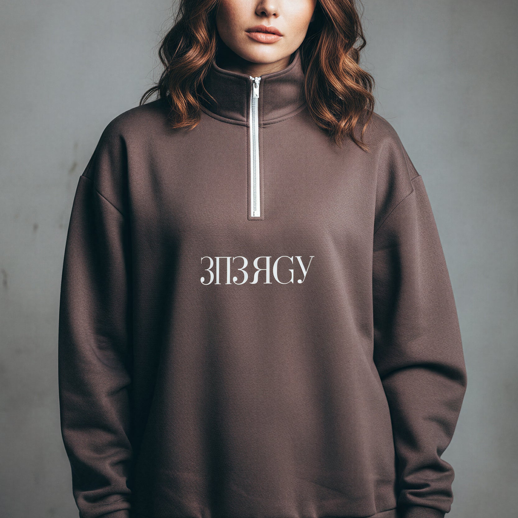 Oversized Heavy Zip Sweatshirt - CacaoPowder