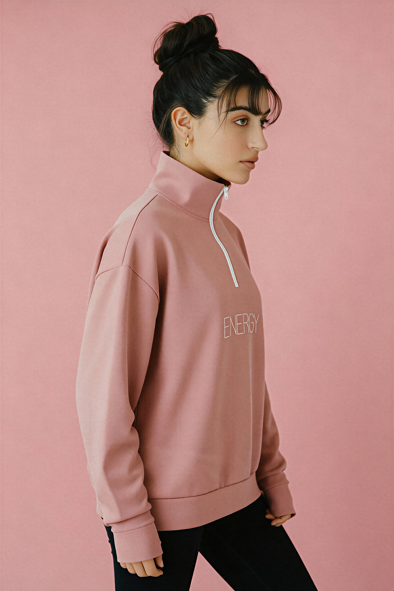 Oversized Heavy Zip Sweatshirt - Clay