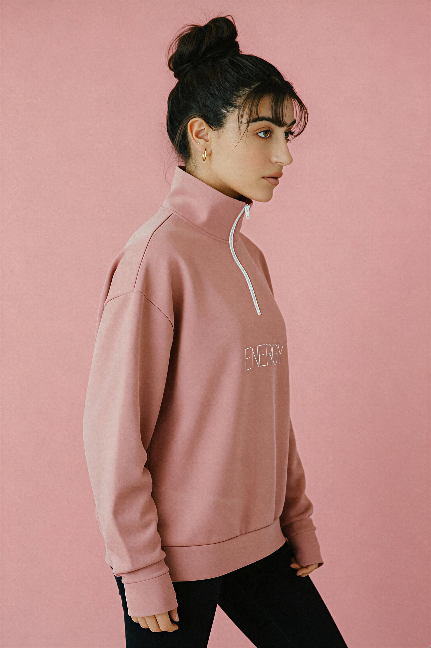 Oversized Heavy Zip Sweatshirt - Clay