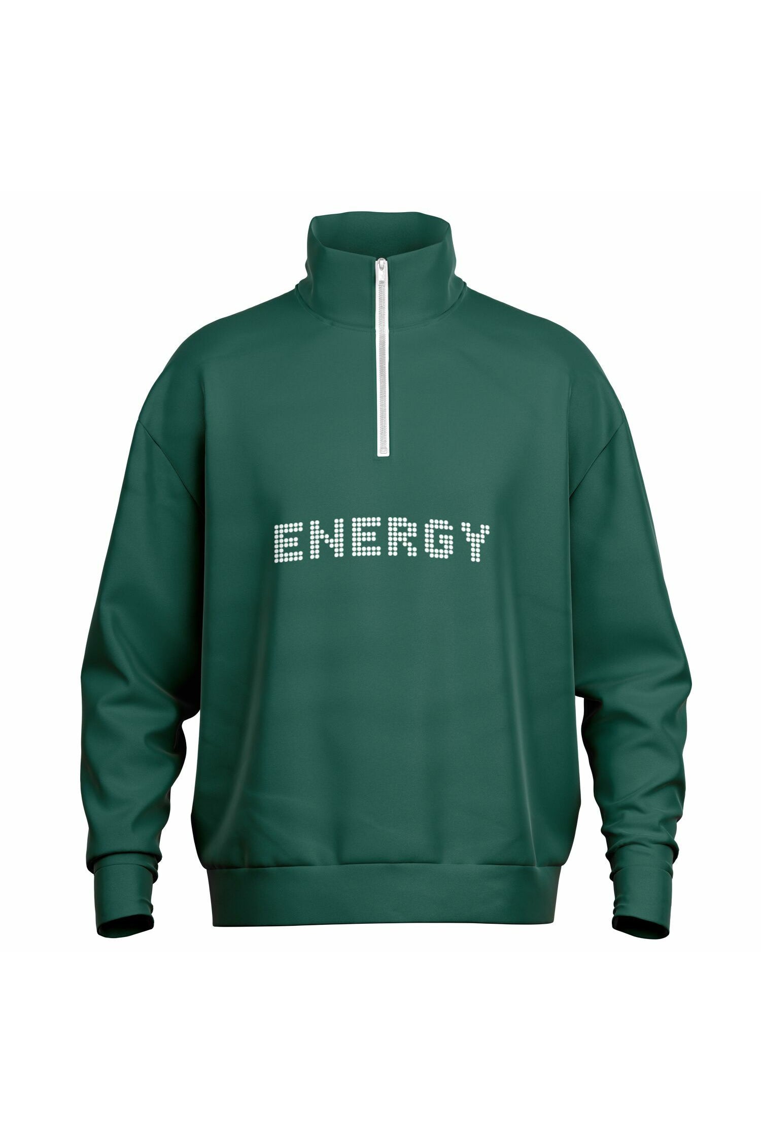 Oversized Heavy Zip Sweatshirt - DeepGreen