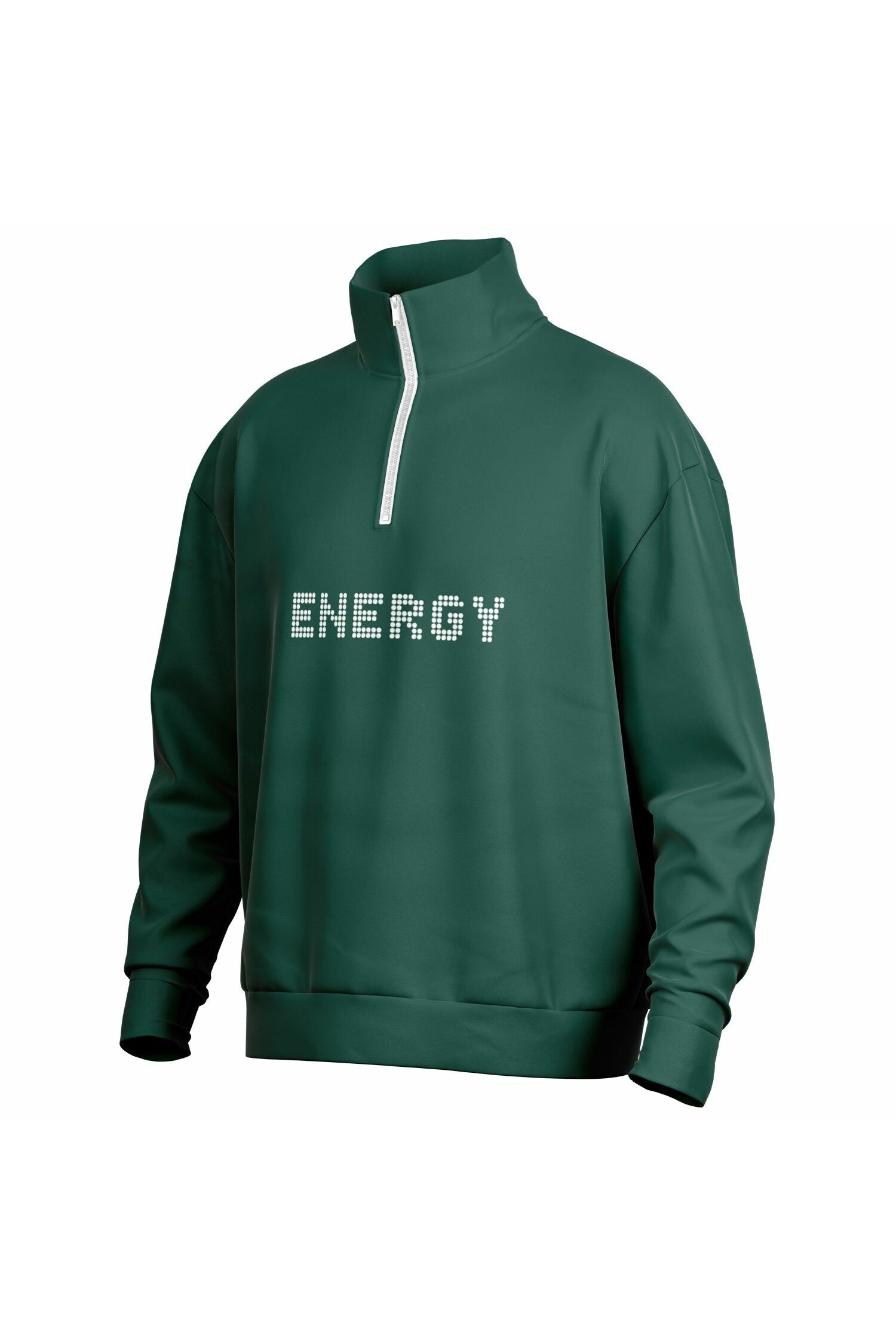 Oversized Heavy Zip Sweatshirt - DeepGreen