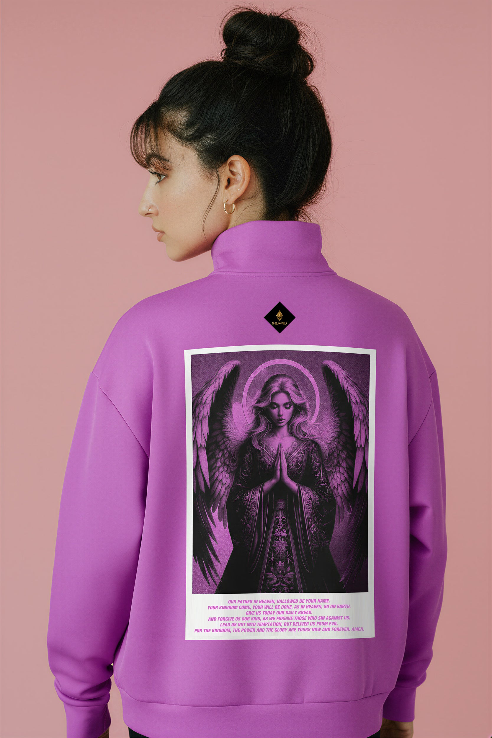 Oversized Heavy Zip Sweatshirt - ElectricFuchsia