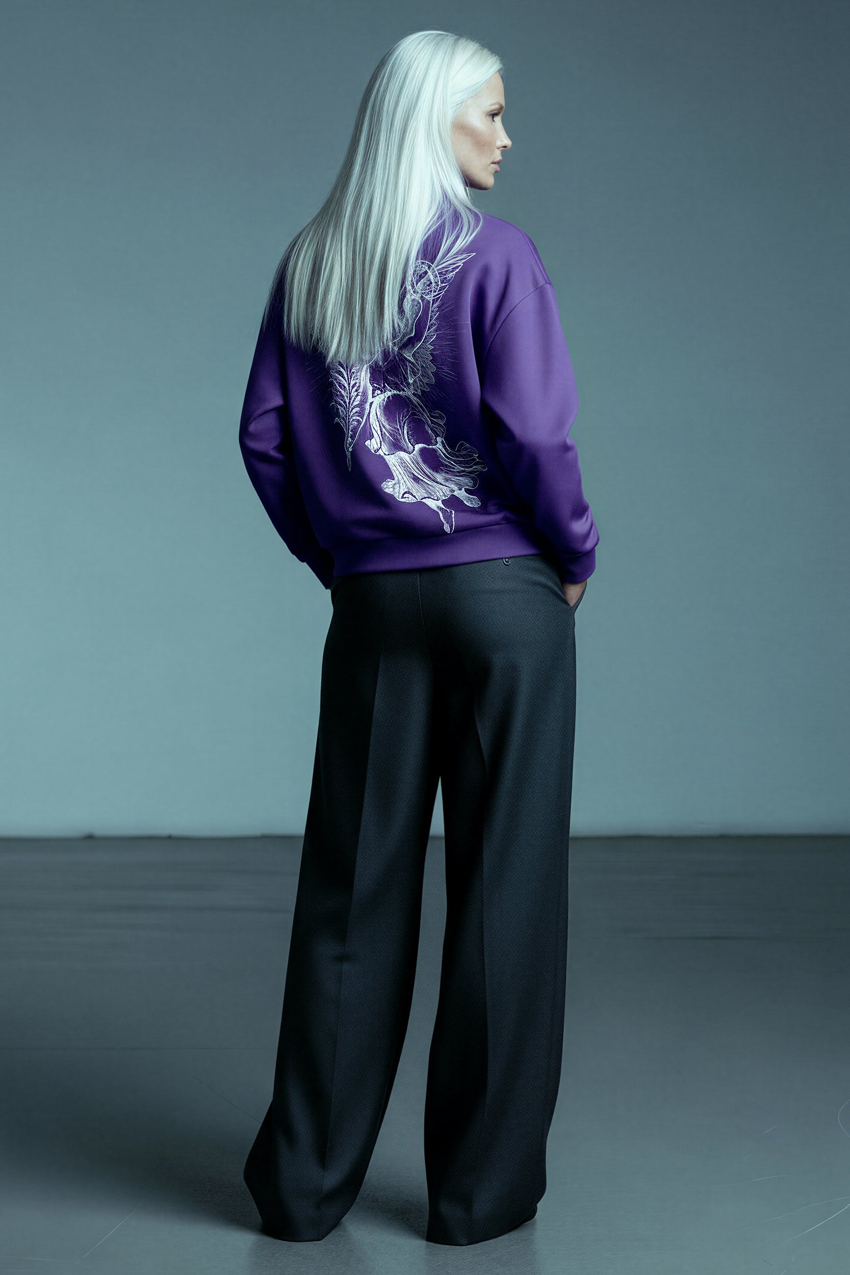 Oversized Heavy Zip Sweatshirt - FreshPurple