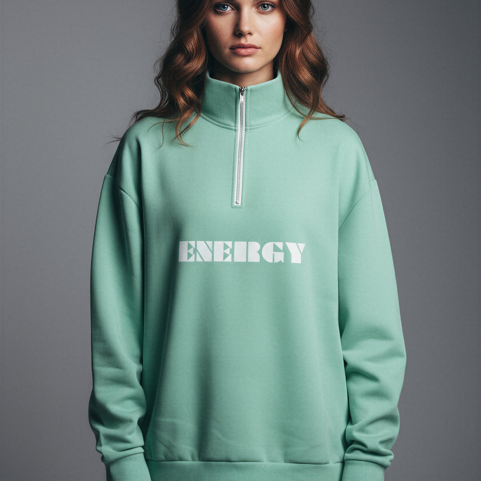 Oversized Heavy Zip Sweatshirt - JellyMint