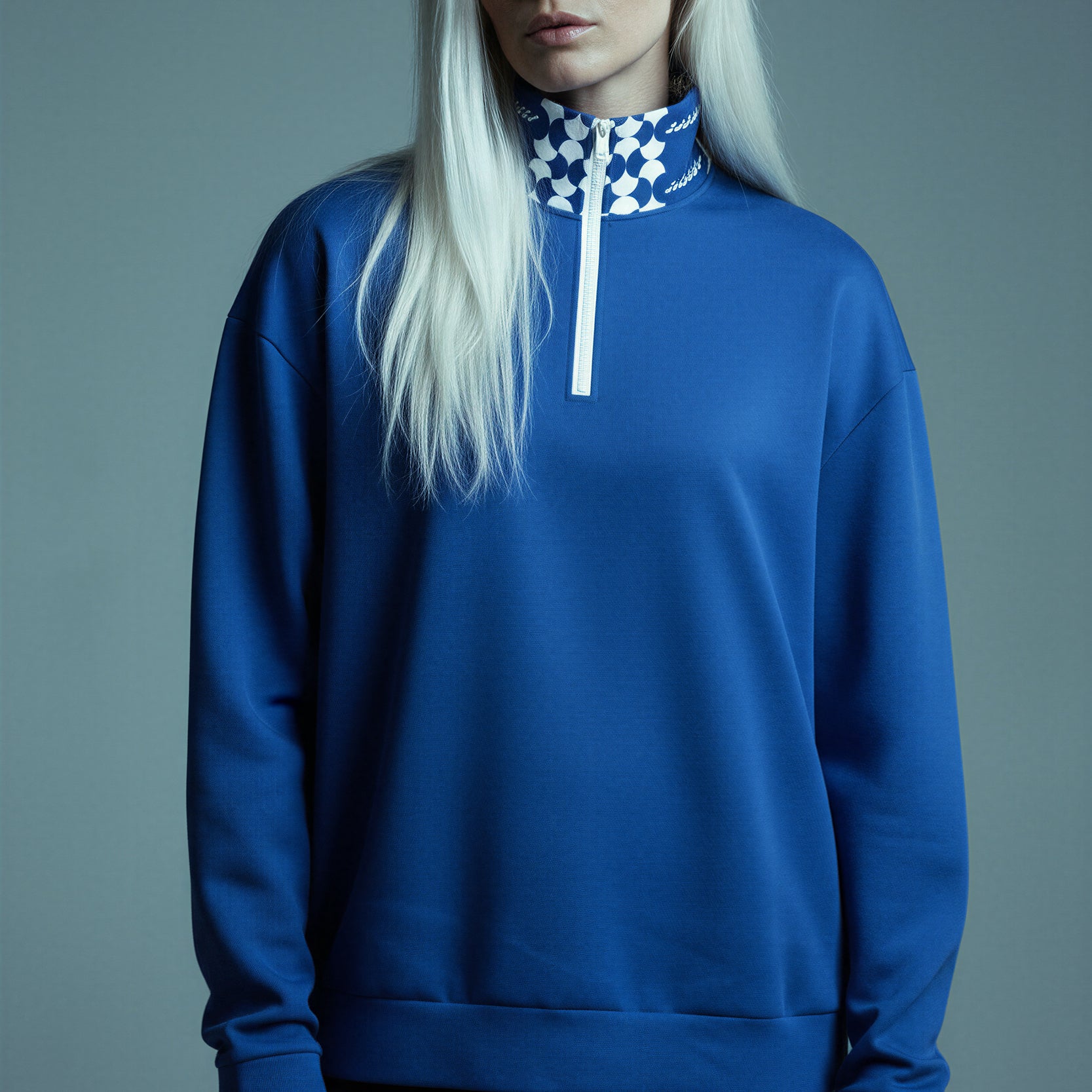 Oversized Heavy Zip Sweatshirt - LuminousBlue