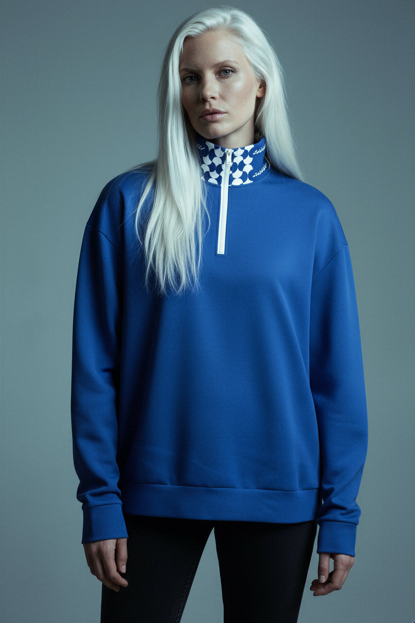 Oversized Heavy Zip Sweatshirt - LuminousBlue