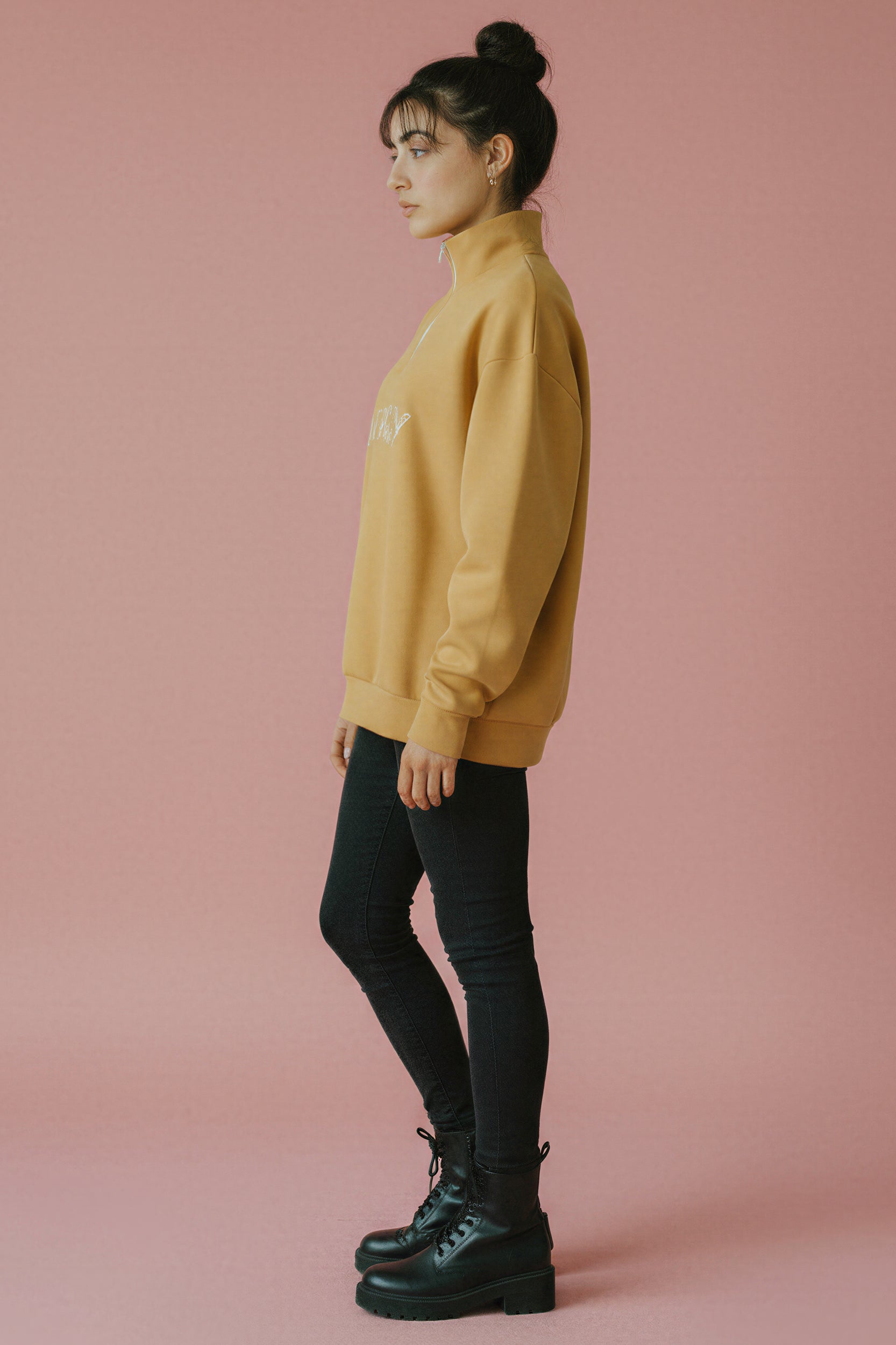 Oversized Heavy Zip Sweatshirt - Maize