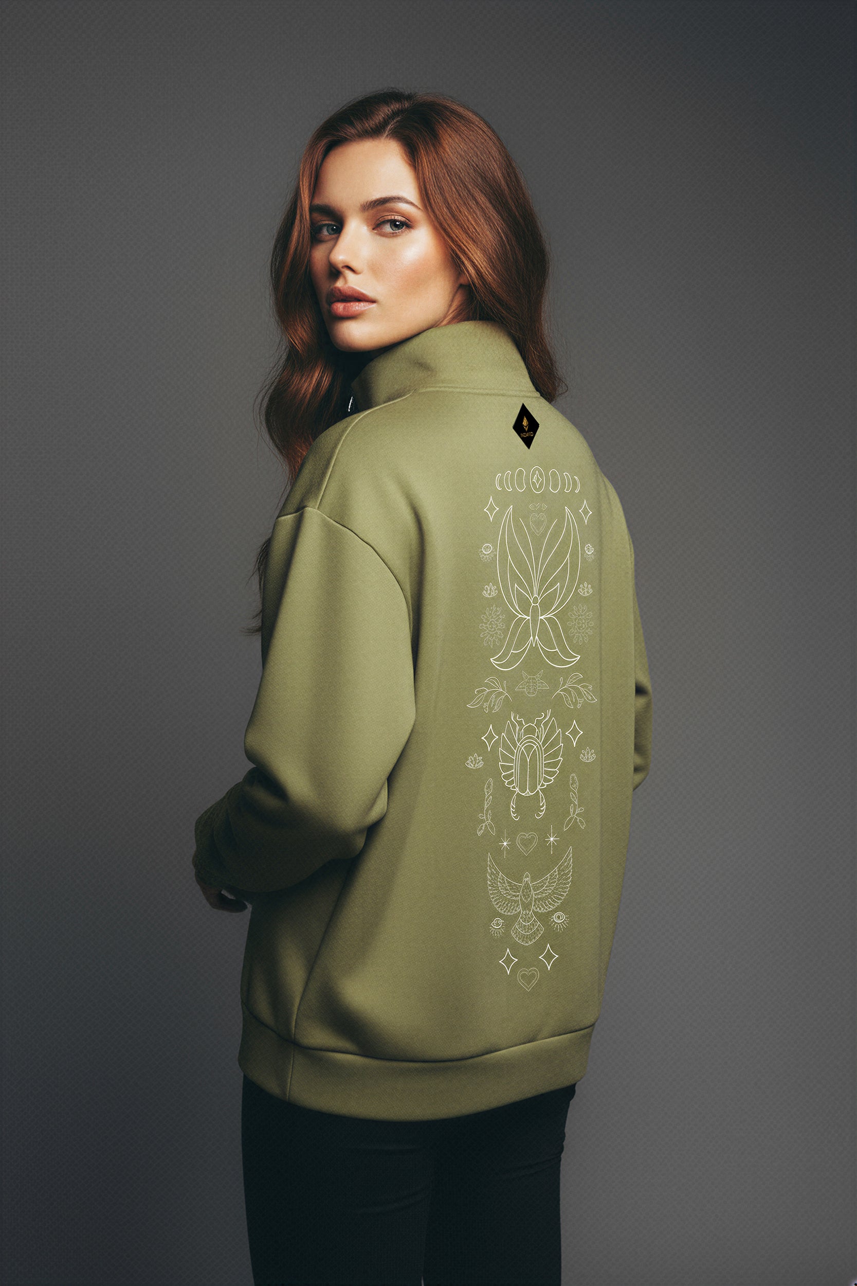 Oversized Heavy Zip Sweatshirt - MeadowlandGreen