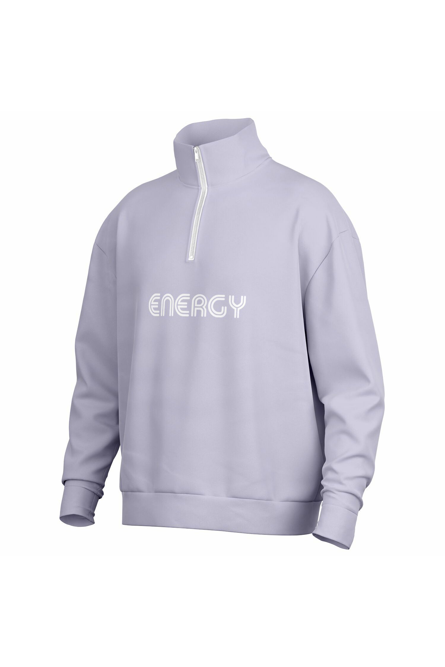 Oversized Heavy Zip Sweatshirt - PeacefulLilac