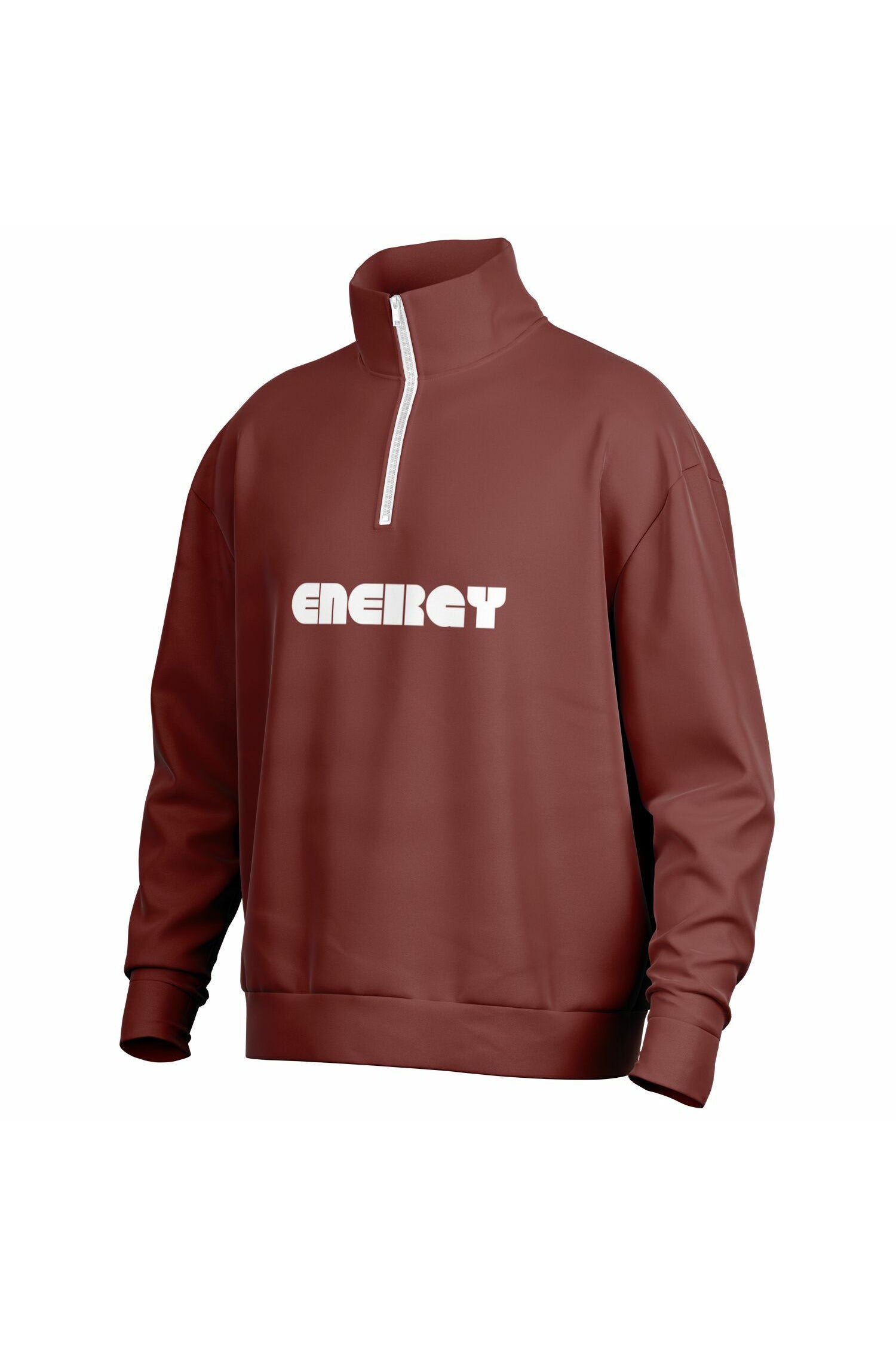 Oversized Heavy Zip Sweatshirt - Russet