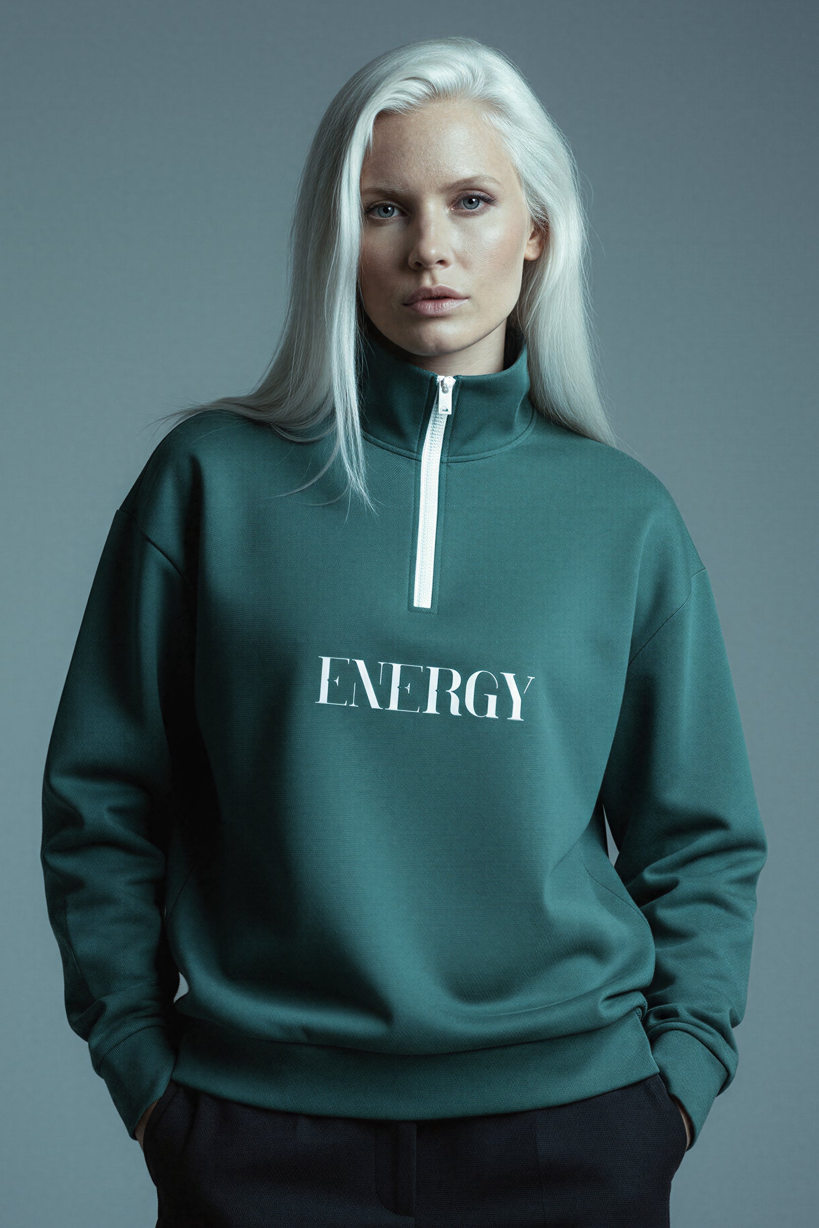 Oversized Heavy Zip Sweatshirt - TransformativeTeal
