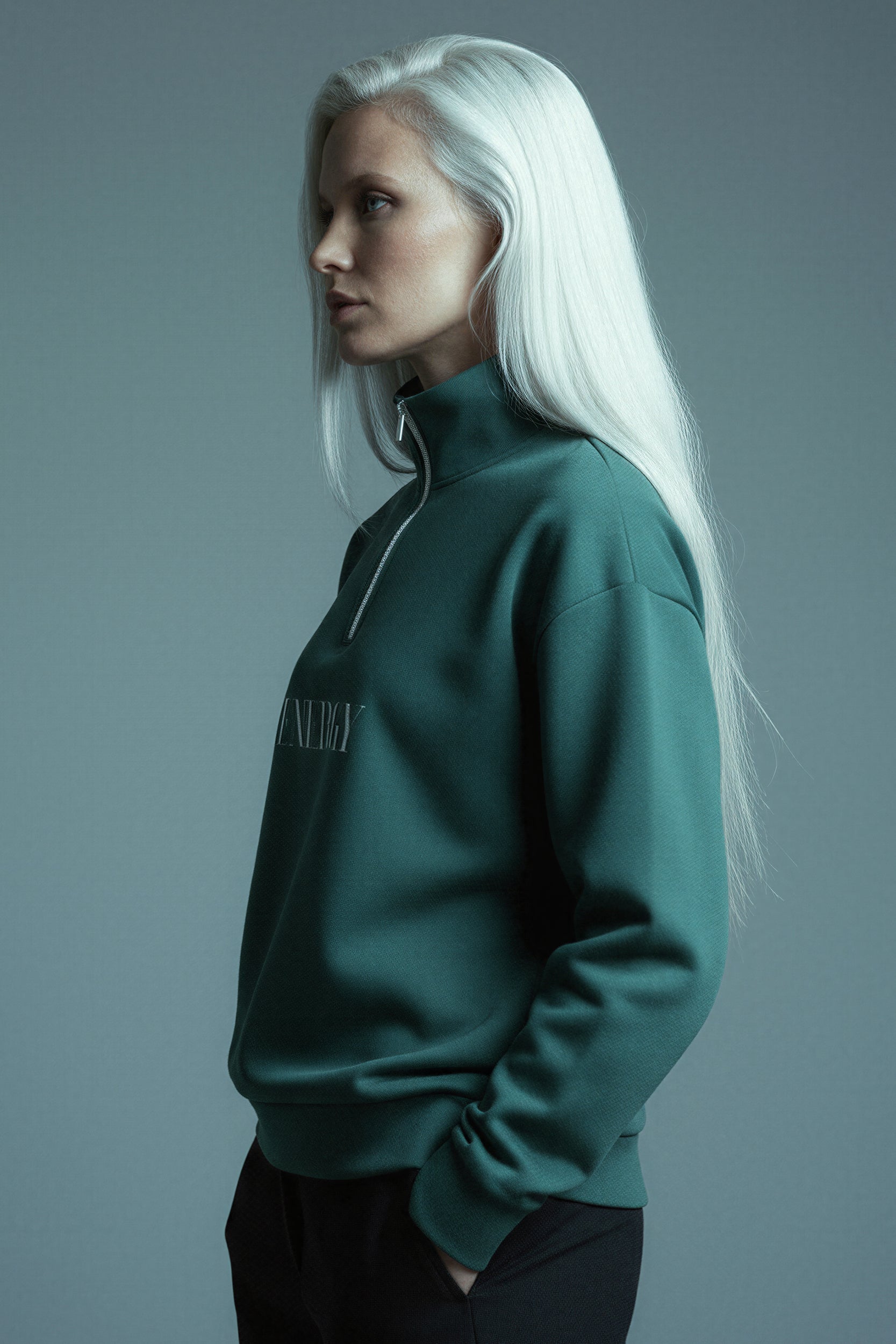 Oversized Heavy Zip Sweatshirt - TransformativeTeal