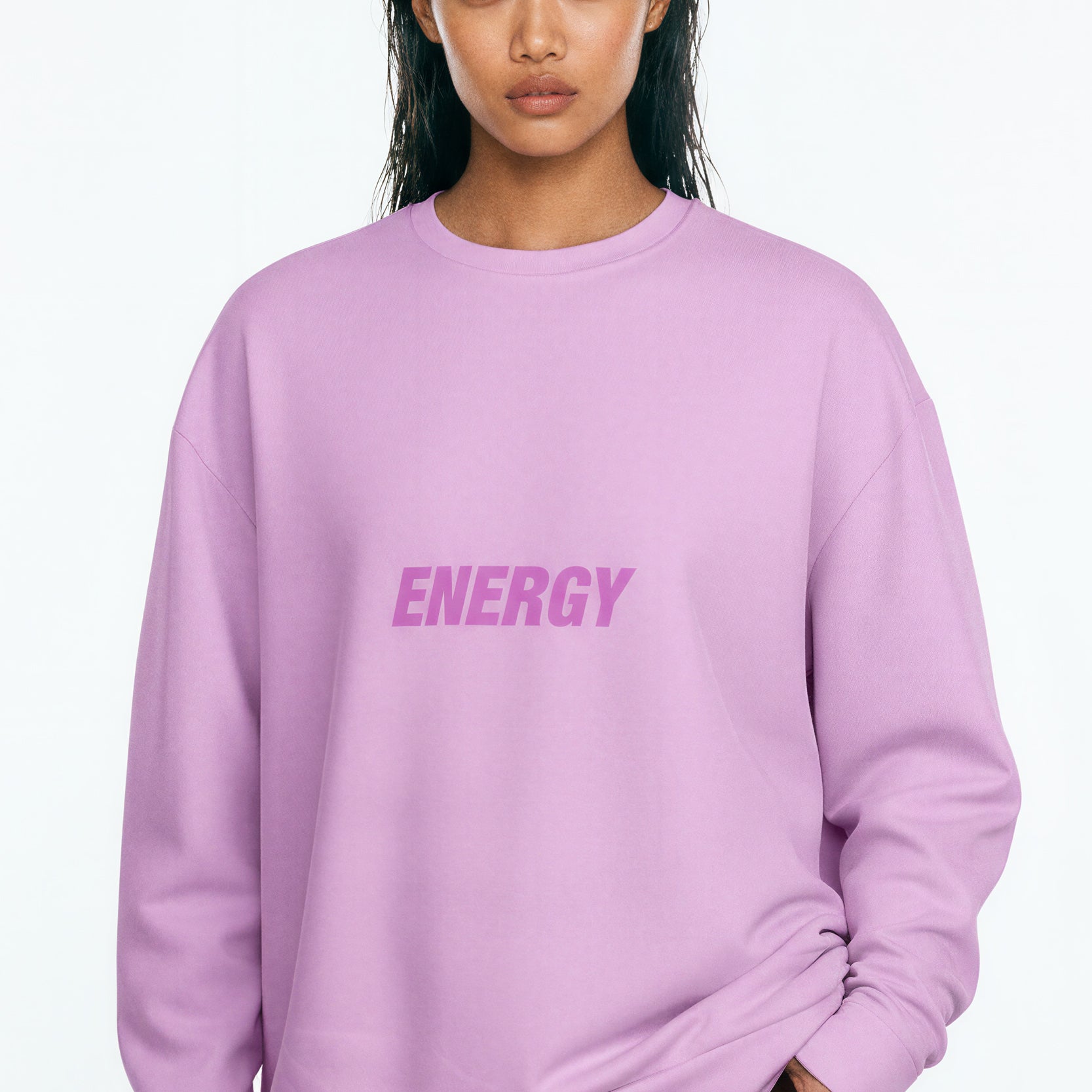 Oversized Heavy Sweatshirt - ElectricFuchsia