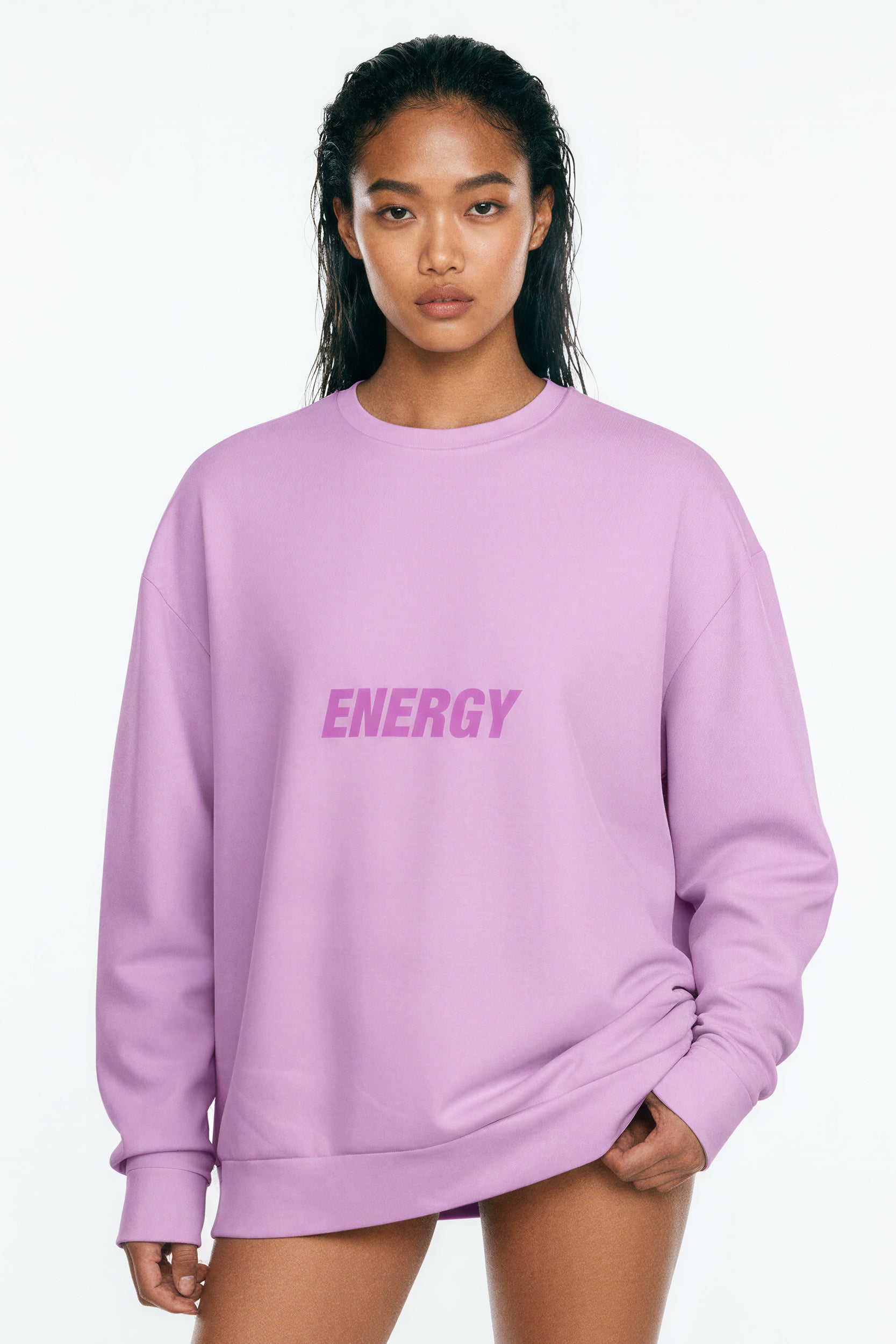 Oversized Heavy Sweatshirt - ElectricFuchsia
