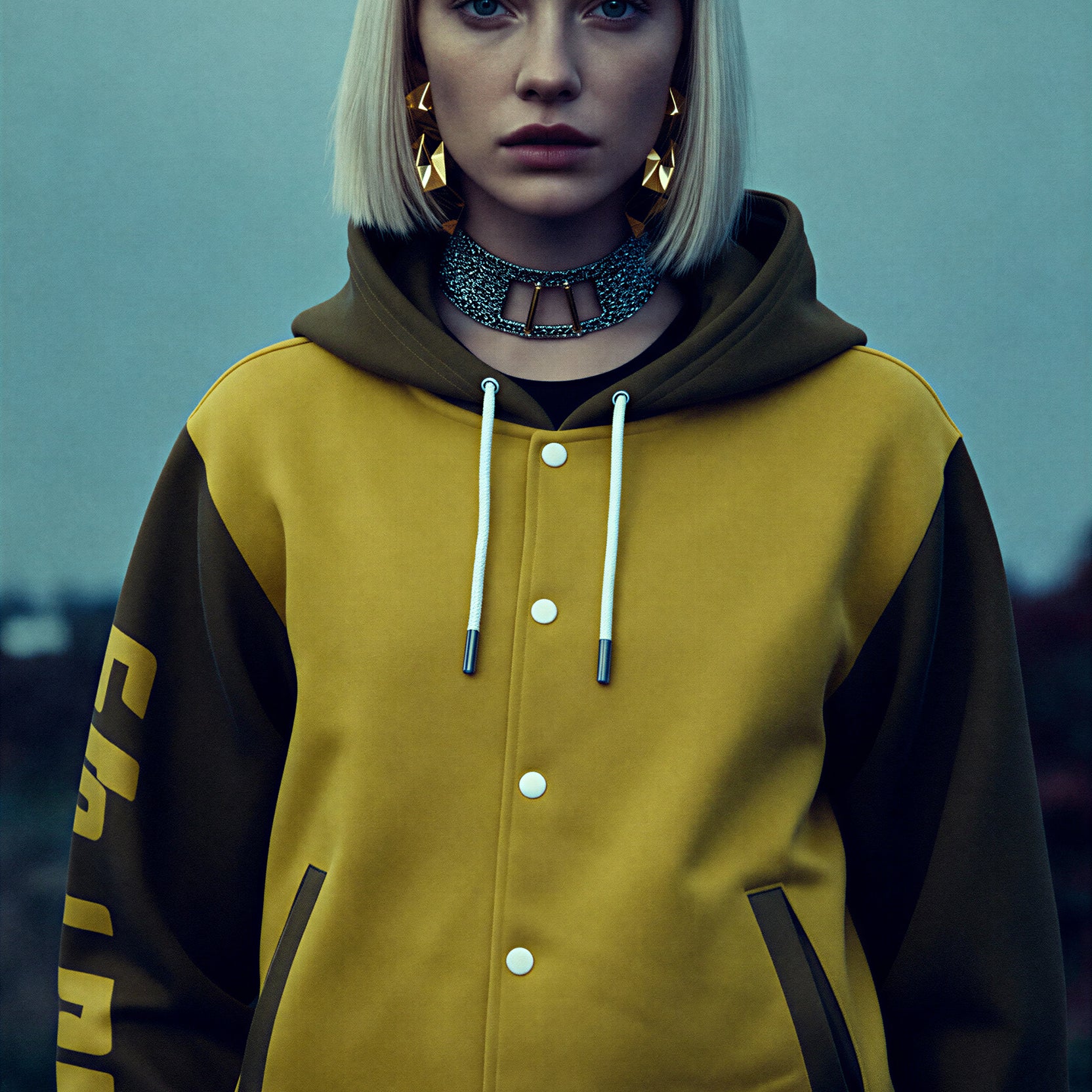 Hooded Baseball Jacke - AmberHaze