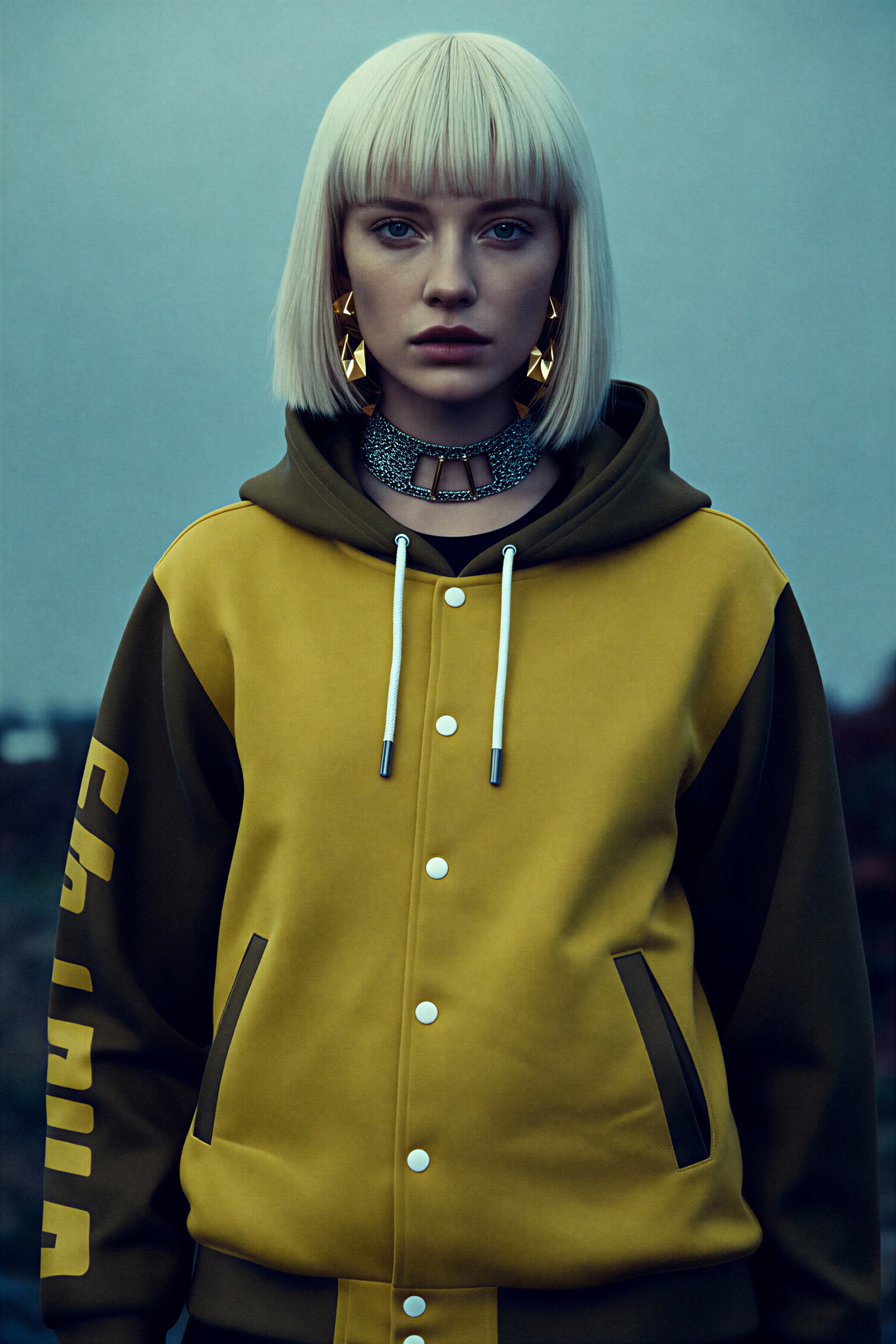 Hooded Baseball Jacke - AmberHaze