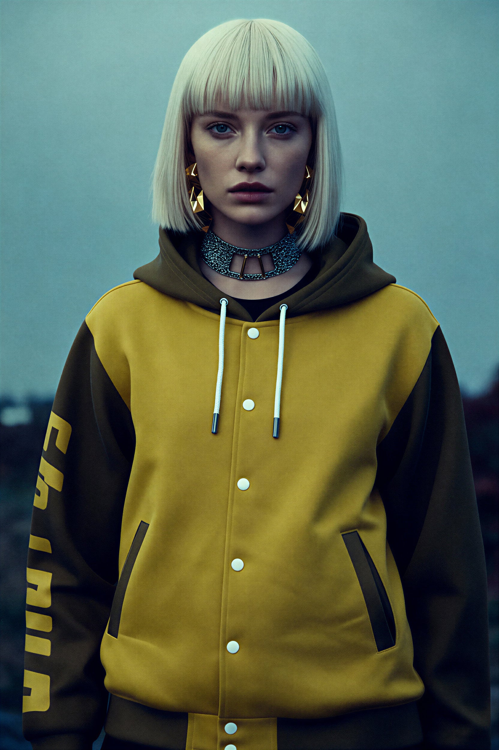 Hooded Baseball Jacke - AmberHaze