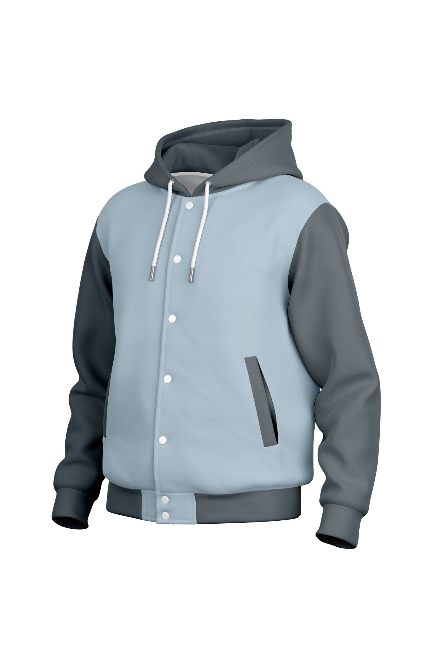 Hooded Baseball Jacke - AuraBlue