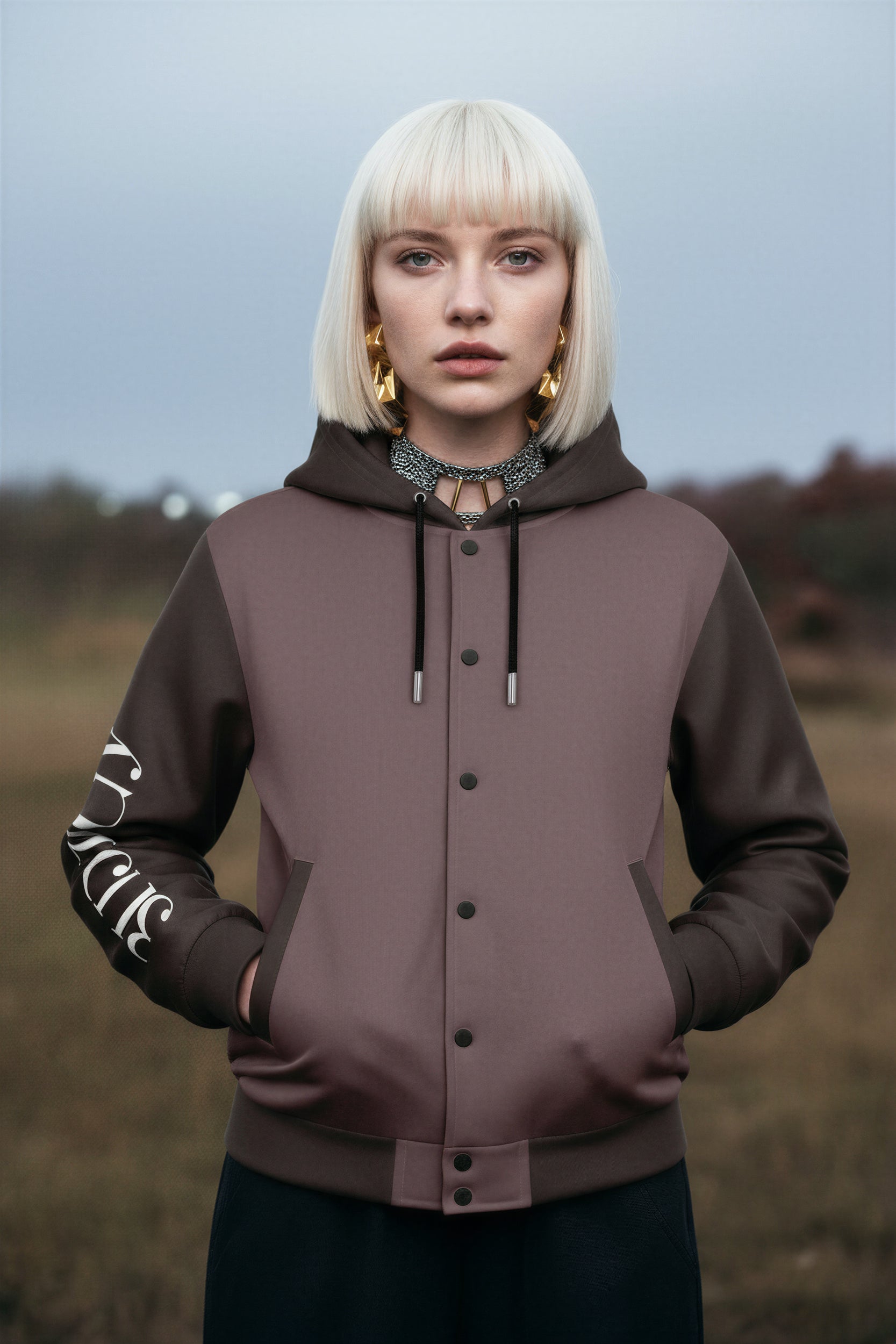 Hooded Baseball Jacke - CacaoPowder
