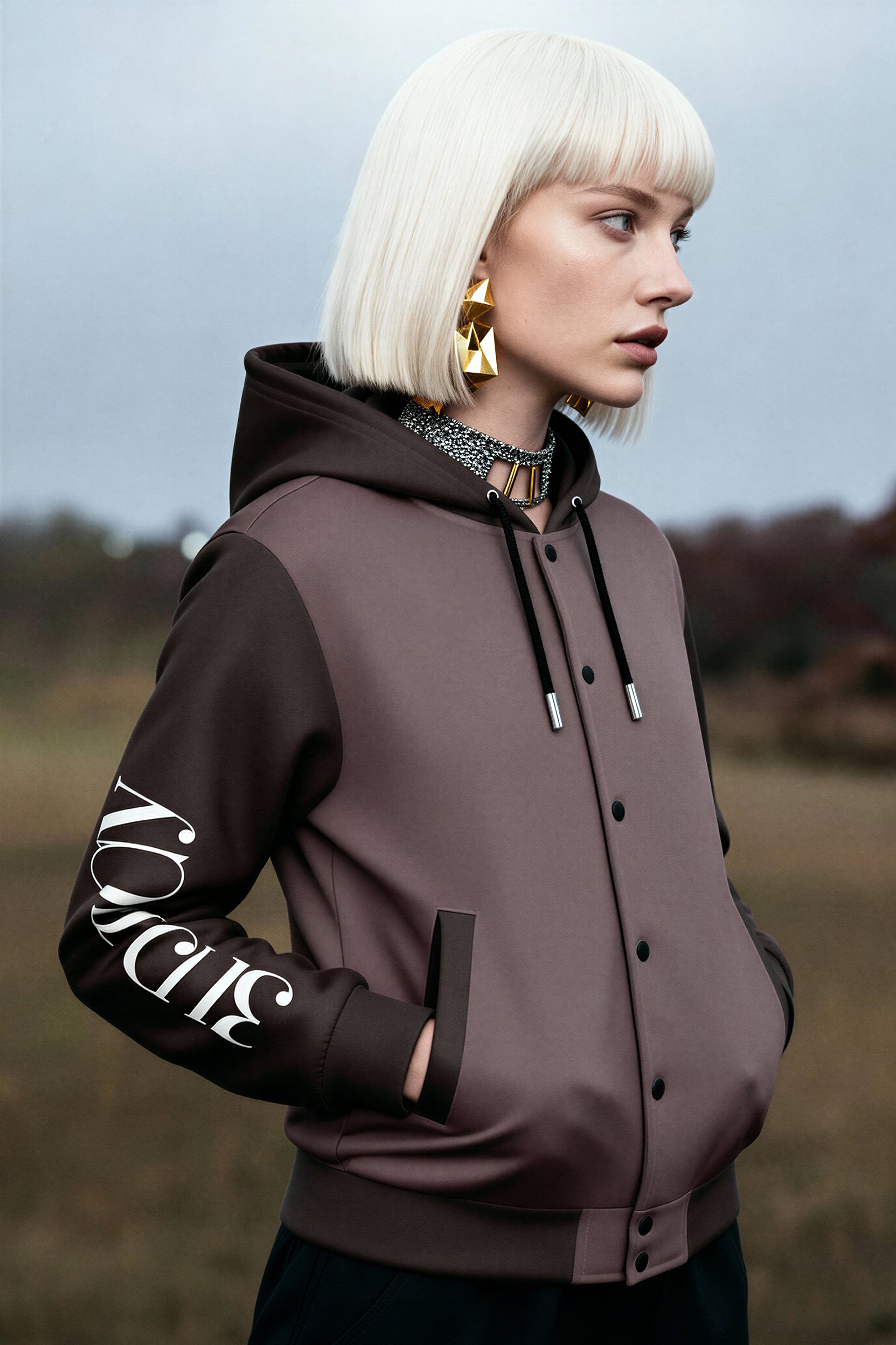 Hooded Baseball Jacke - CacaoPowder