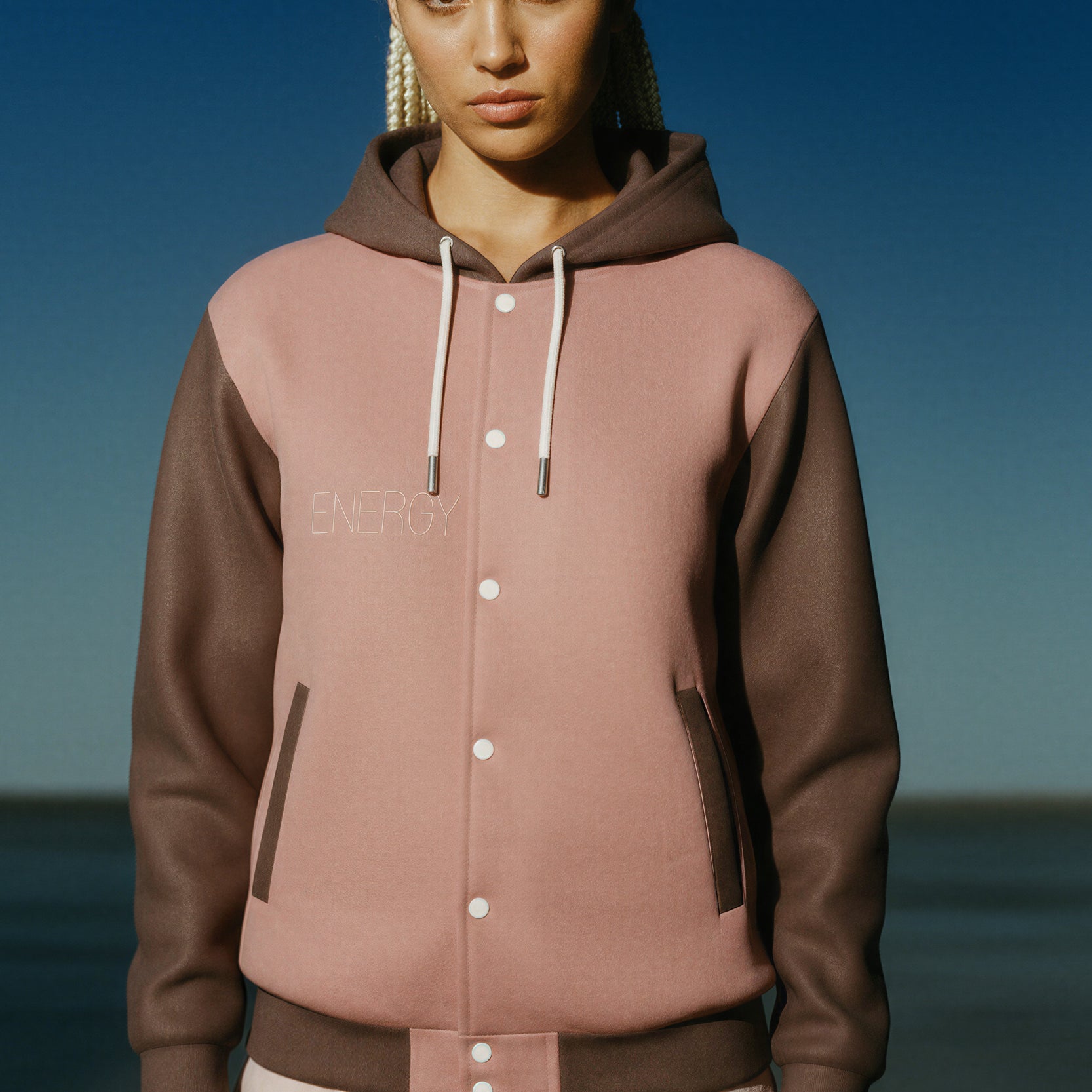 Hooded Baseball Jacke - Clay