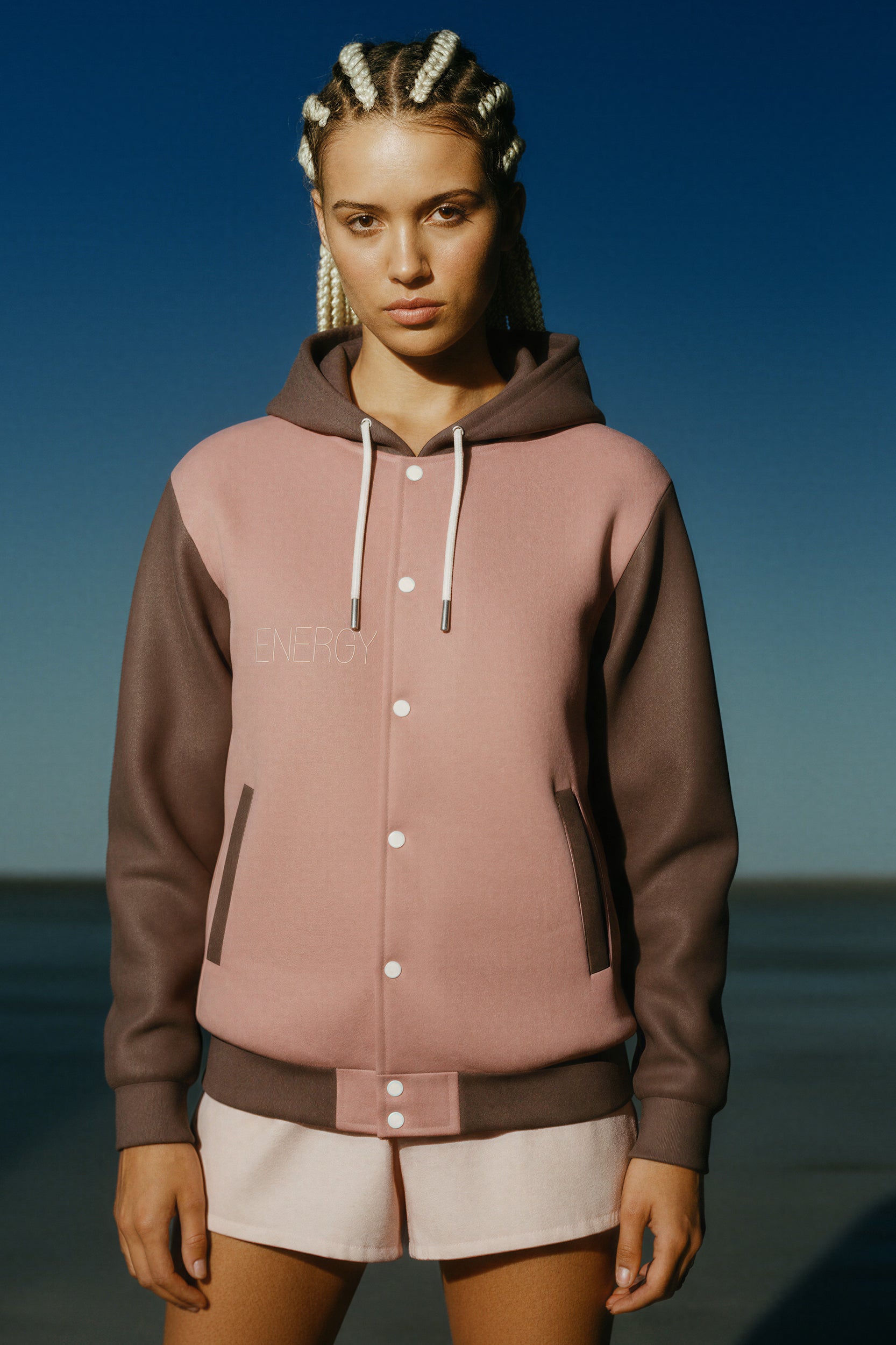 Hooded Baseball Jacke - Clay