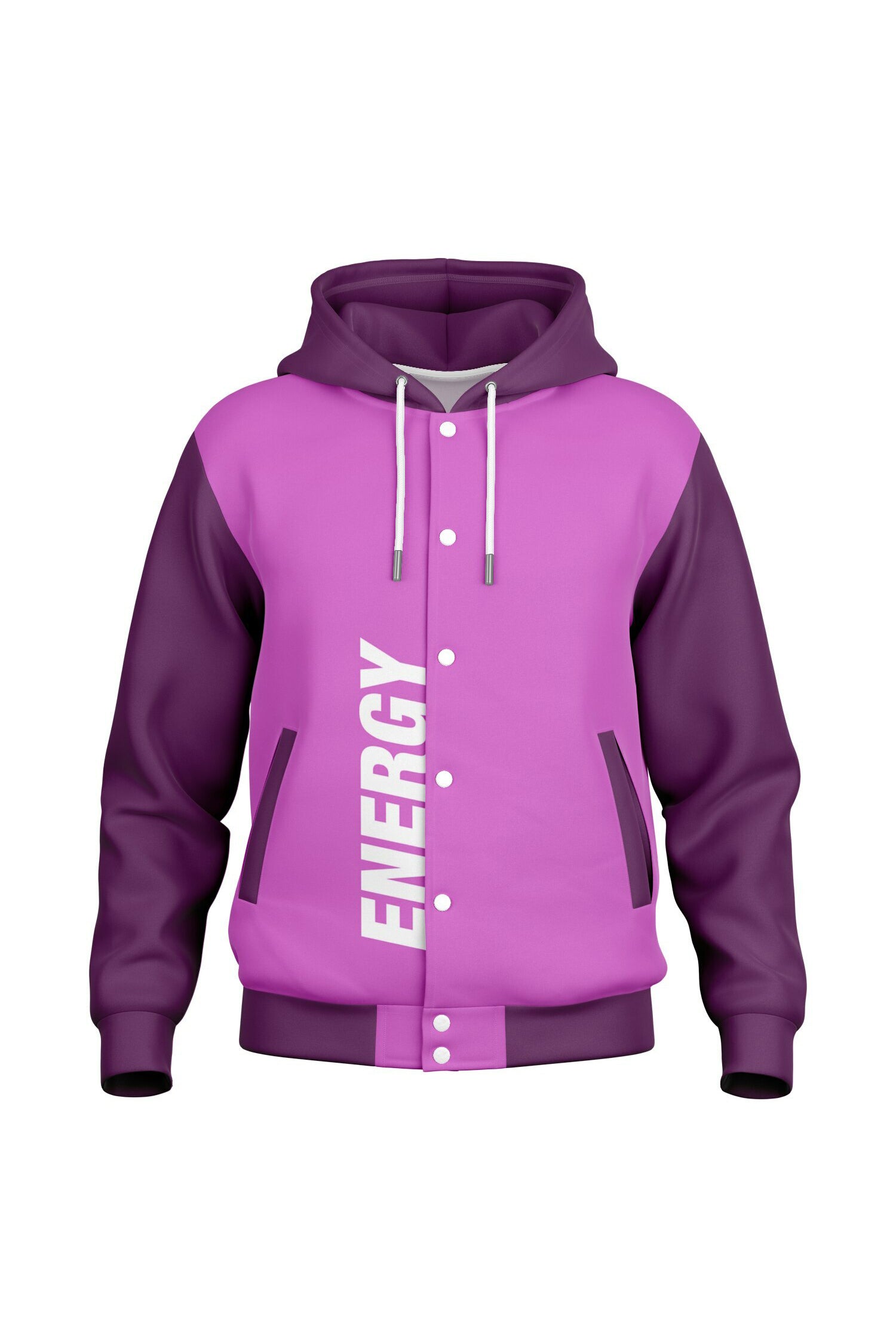 Hooded Baseball Jacke - ElectricFuchsia