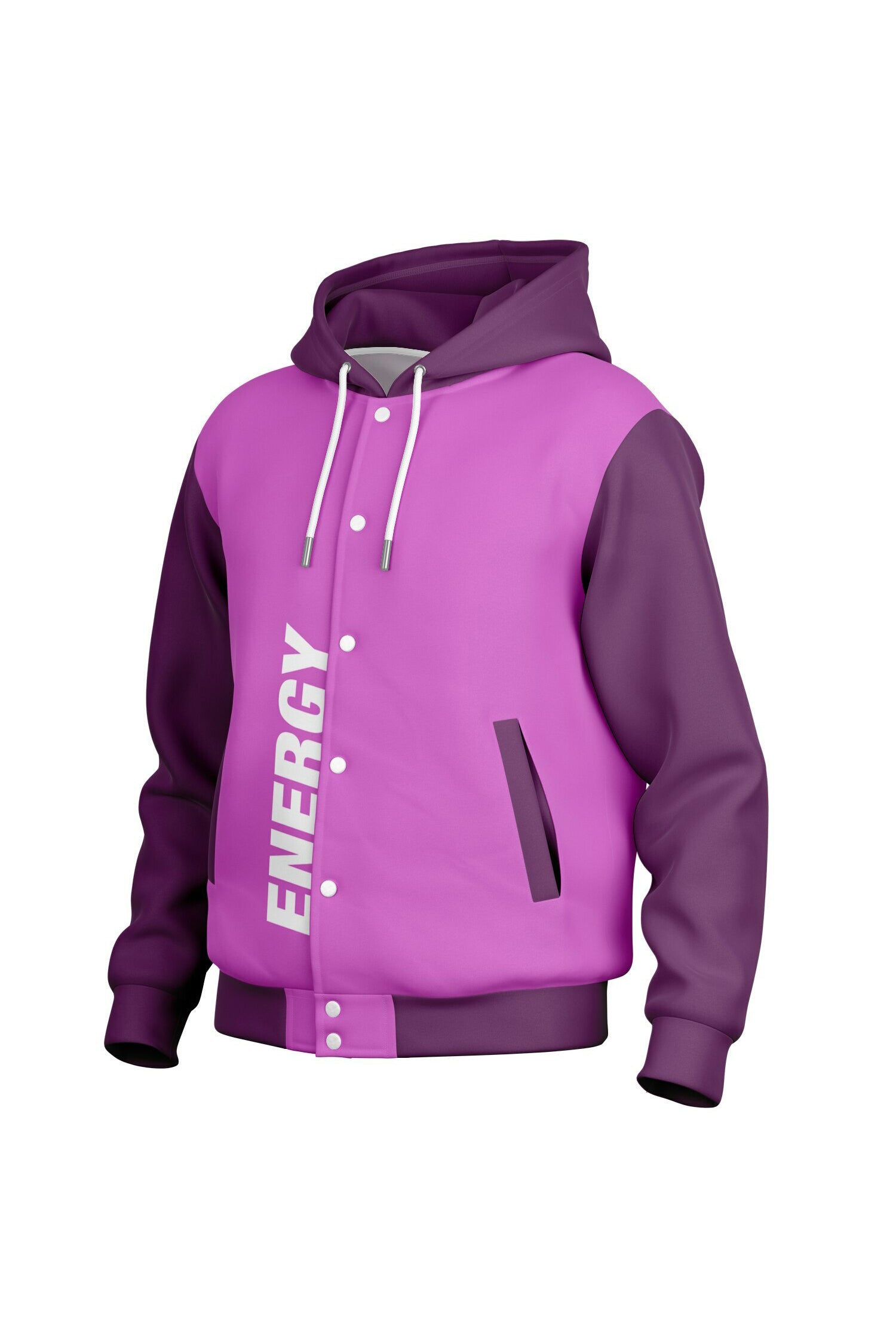 Hooded Baseball Jacke - ElectricFuchsia