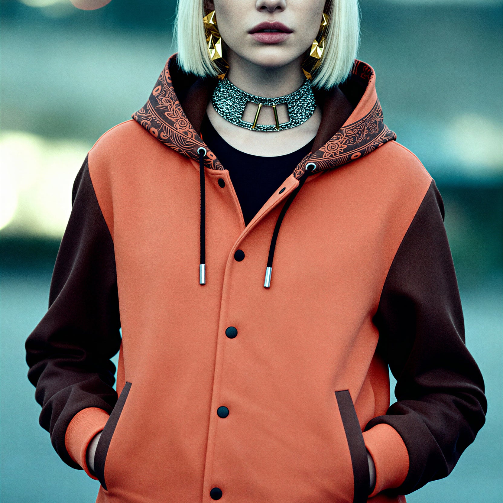Hooded Baseball Jacke - EnergyOrange