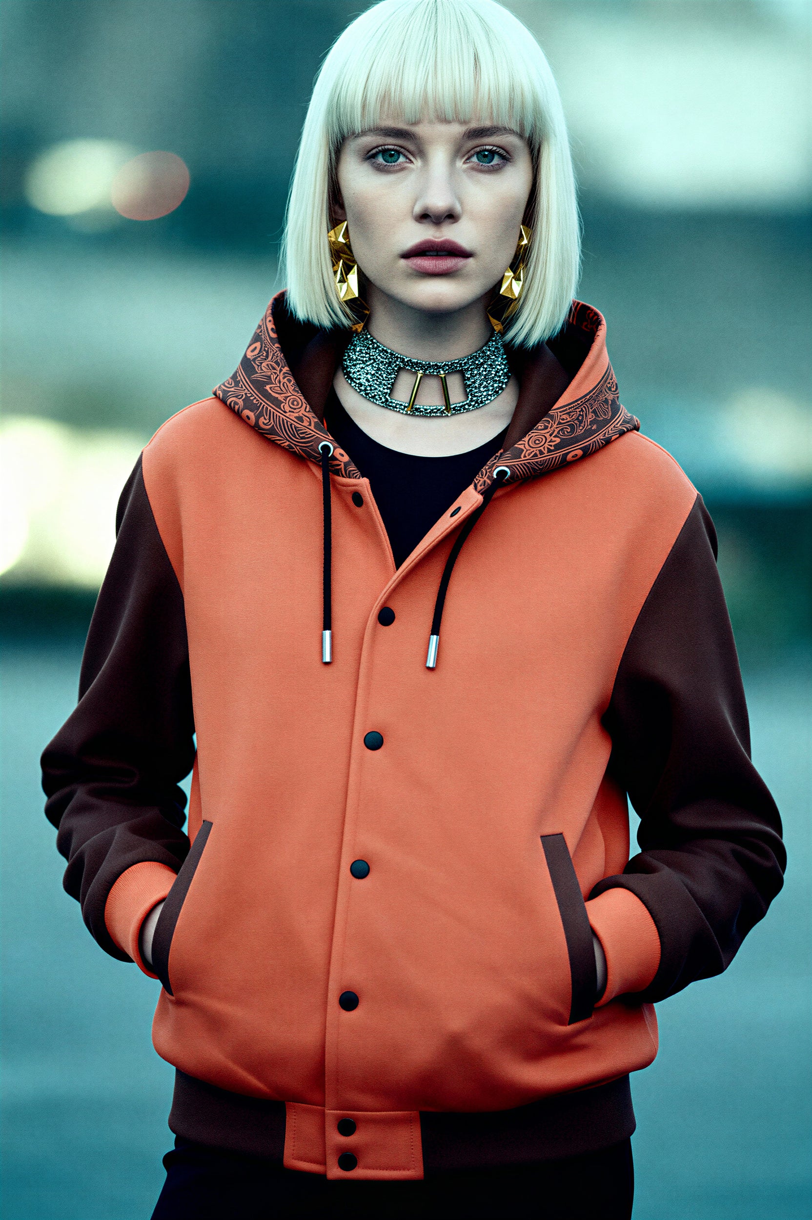 Hooded Baseball Jacke - EnergyOrange