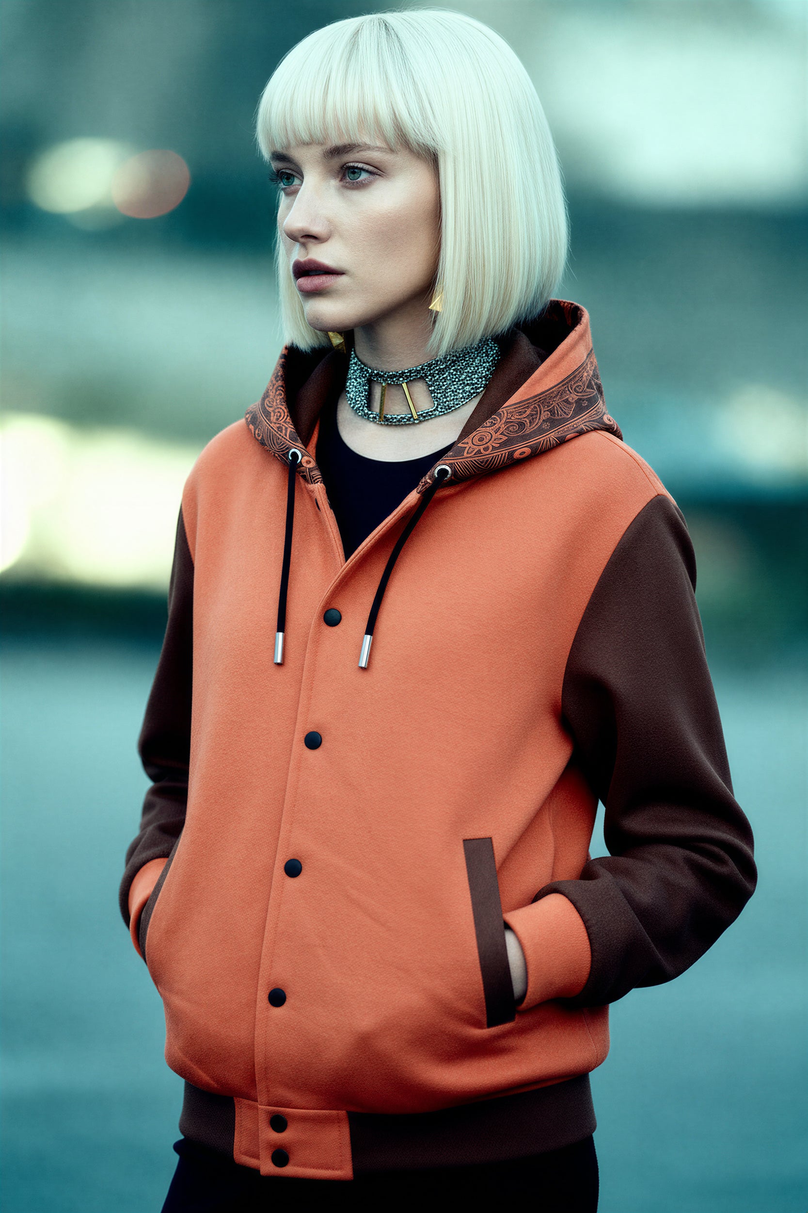 Hooded Baseball Jacke - EnergyOrange
