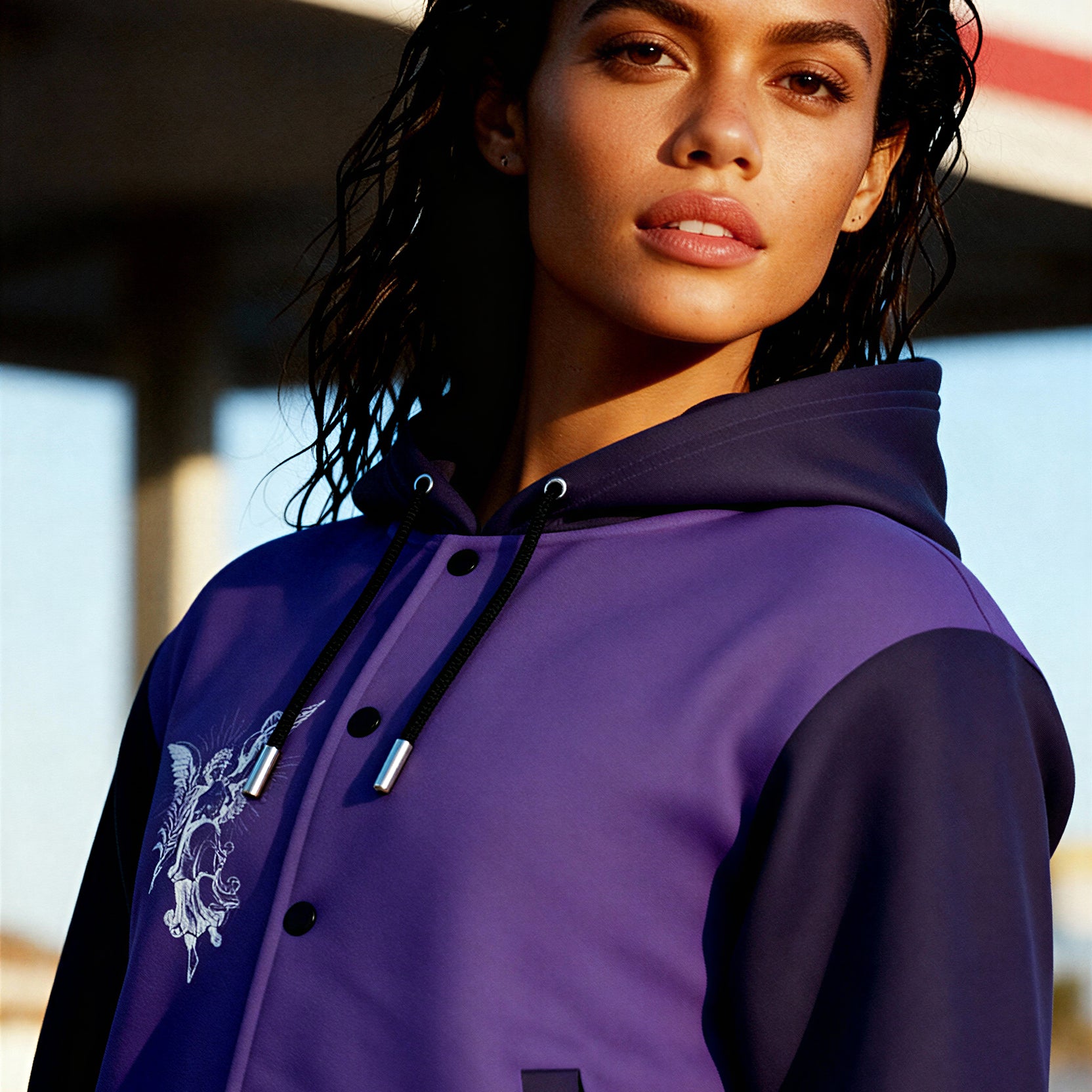 Hooded Baseball Jacke - FreshPurple