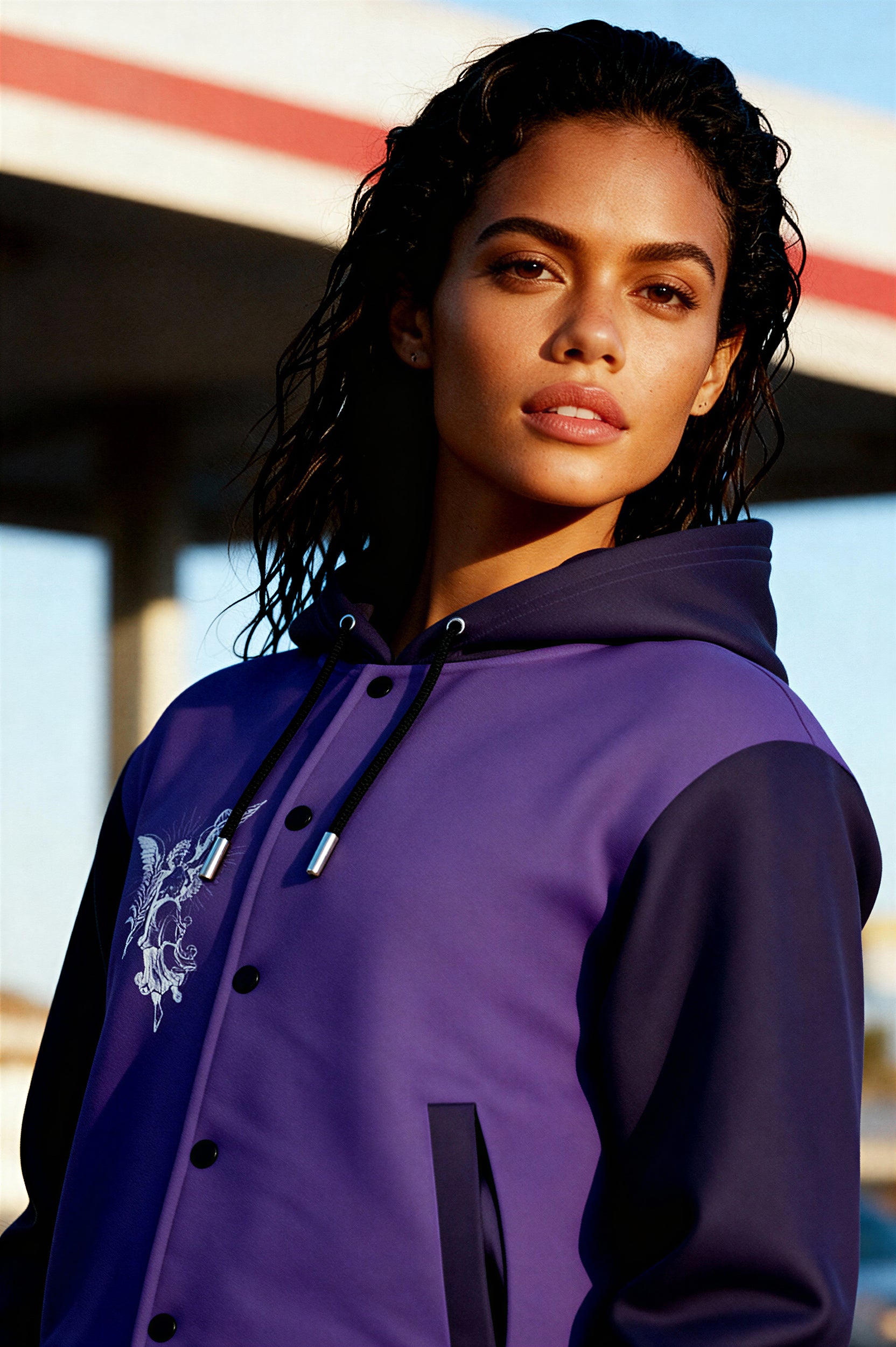 Hooded Baseball Jacke - FreshPurple