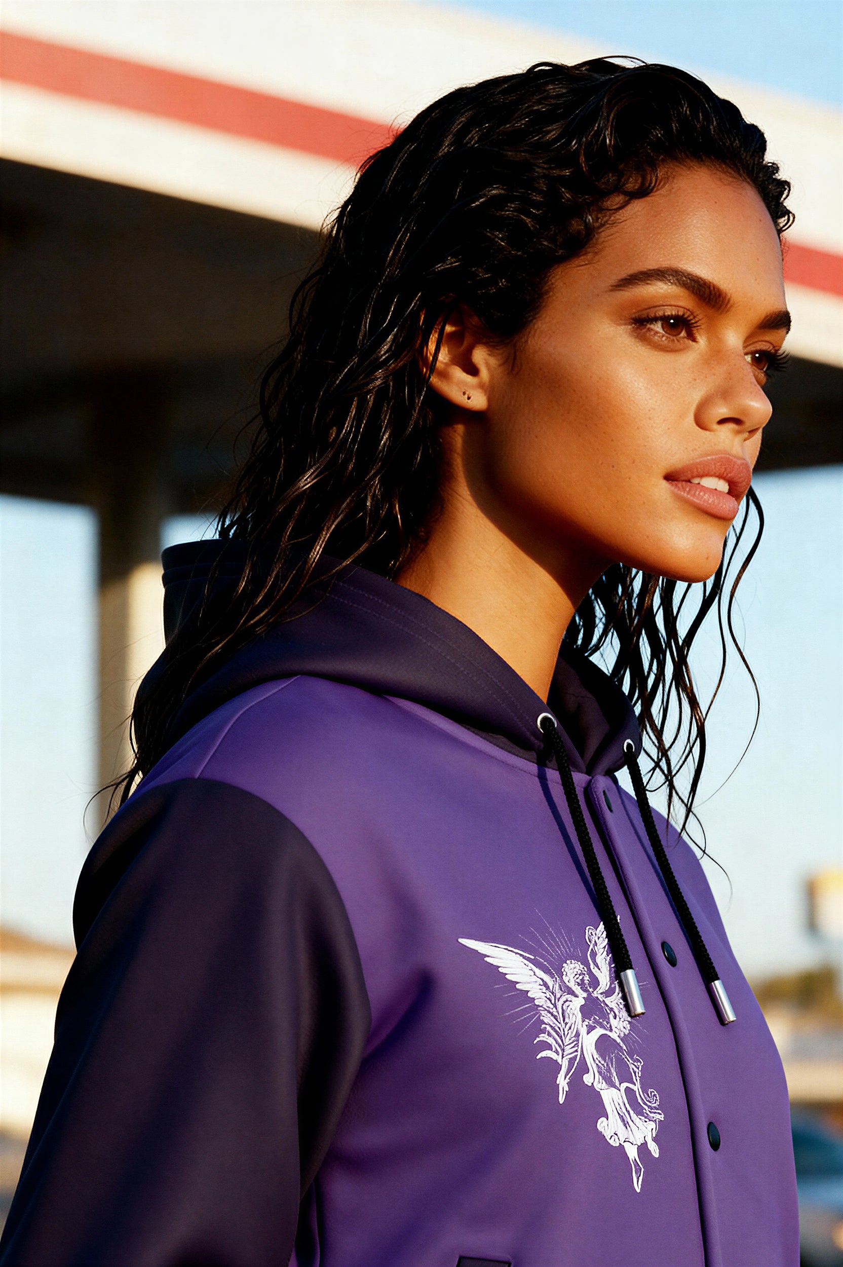 Hooded Baseball Jacke - FreshPurple