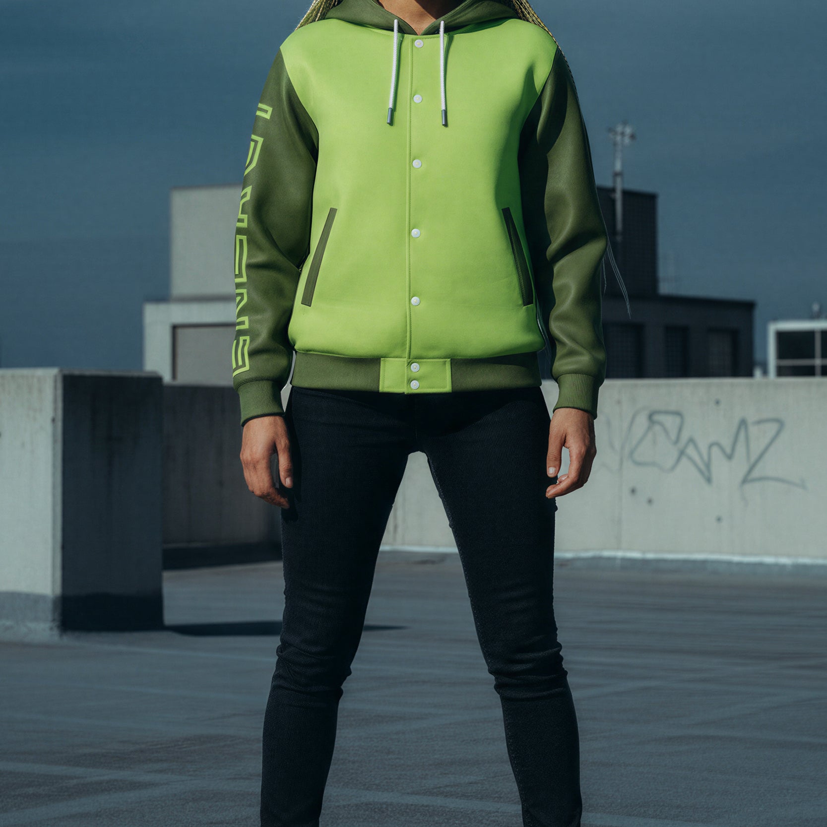 Hooded Baseball Jacke - GreenGlow