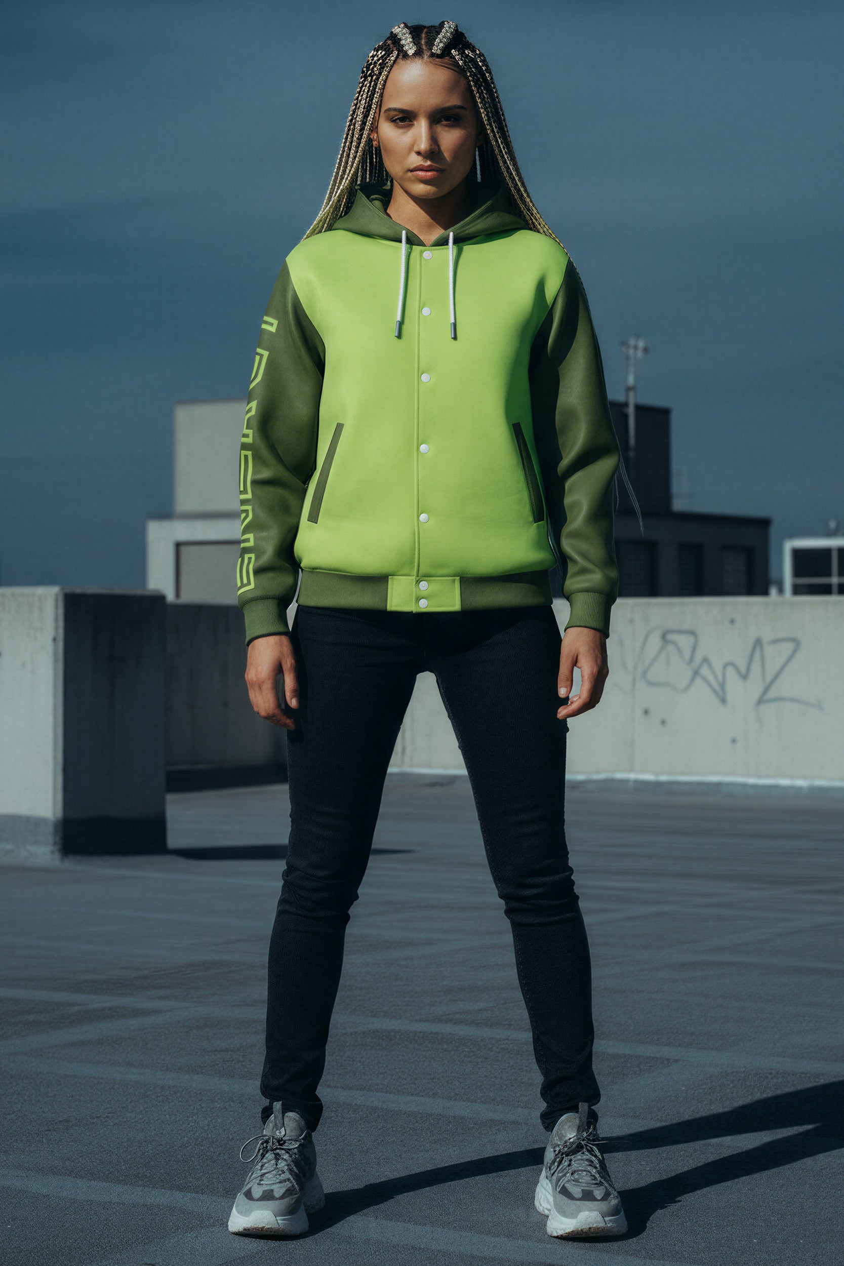 Hooded Baseball Jacke - GreenGlow