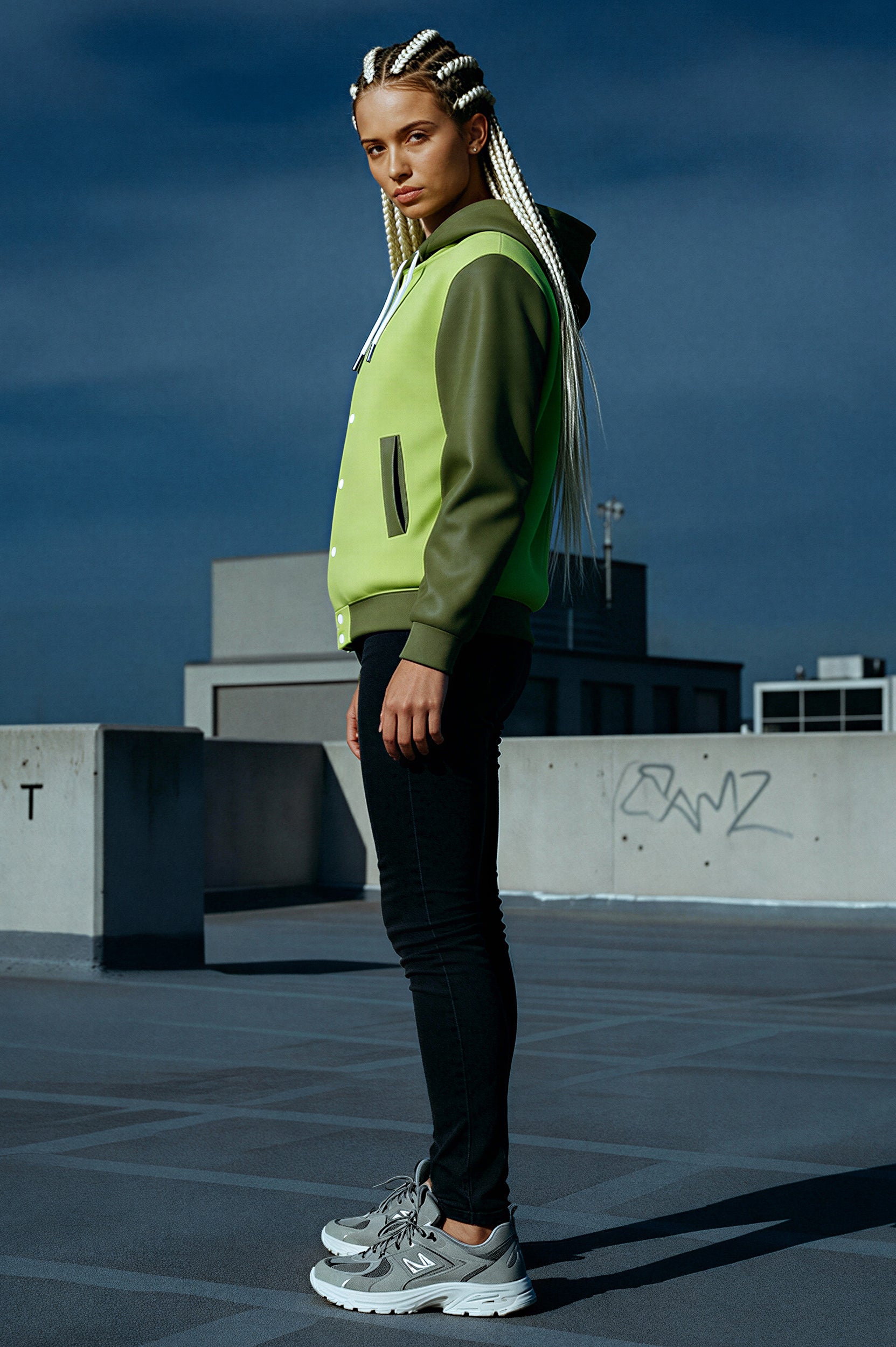Hooded Baseball Jacke - GreenGlow
